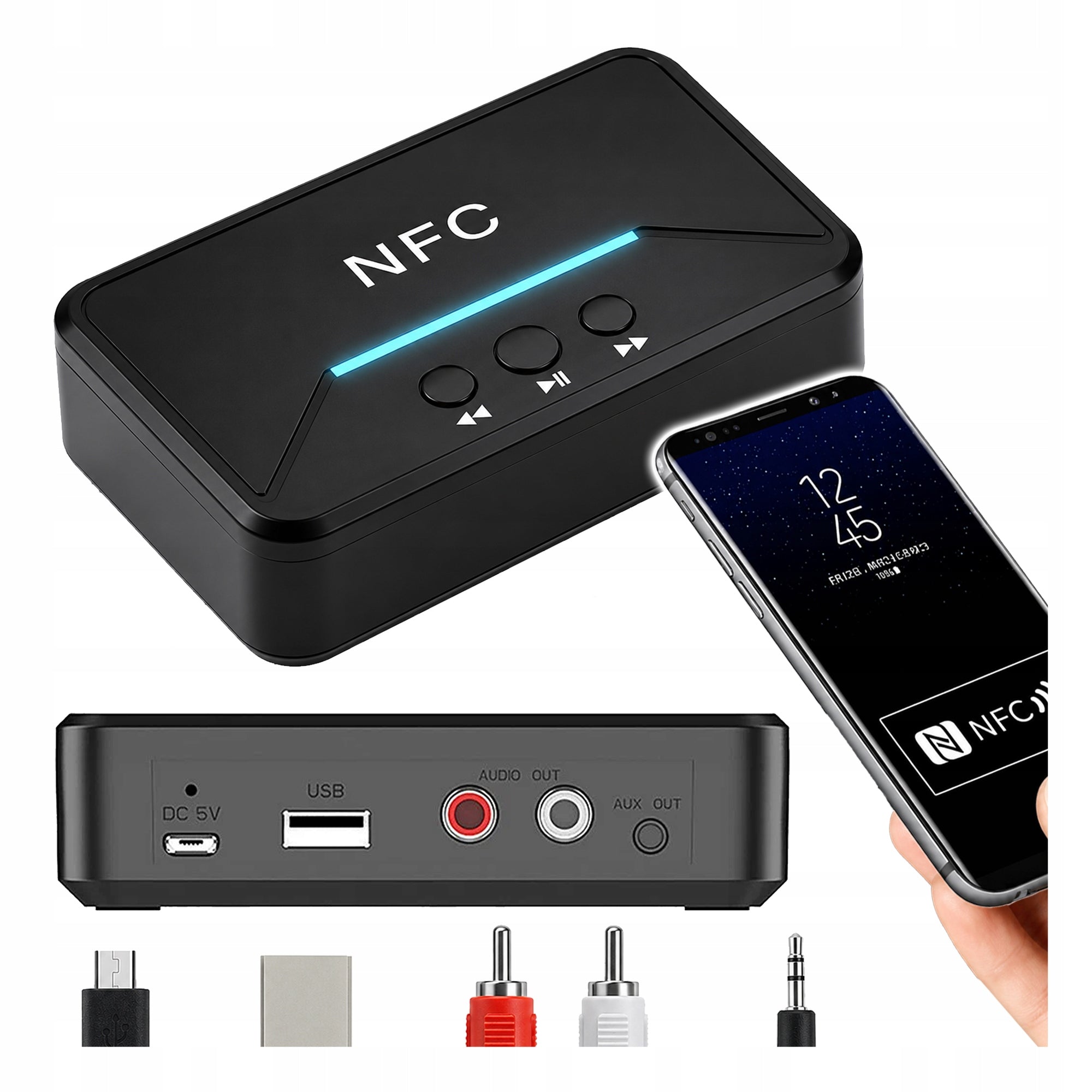 BLUETOOTH ADAPTER FOR TOWER AMPLIFIER AUX CHINCH JACK RECEIVER 5.0 NFC