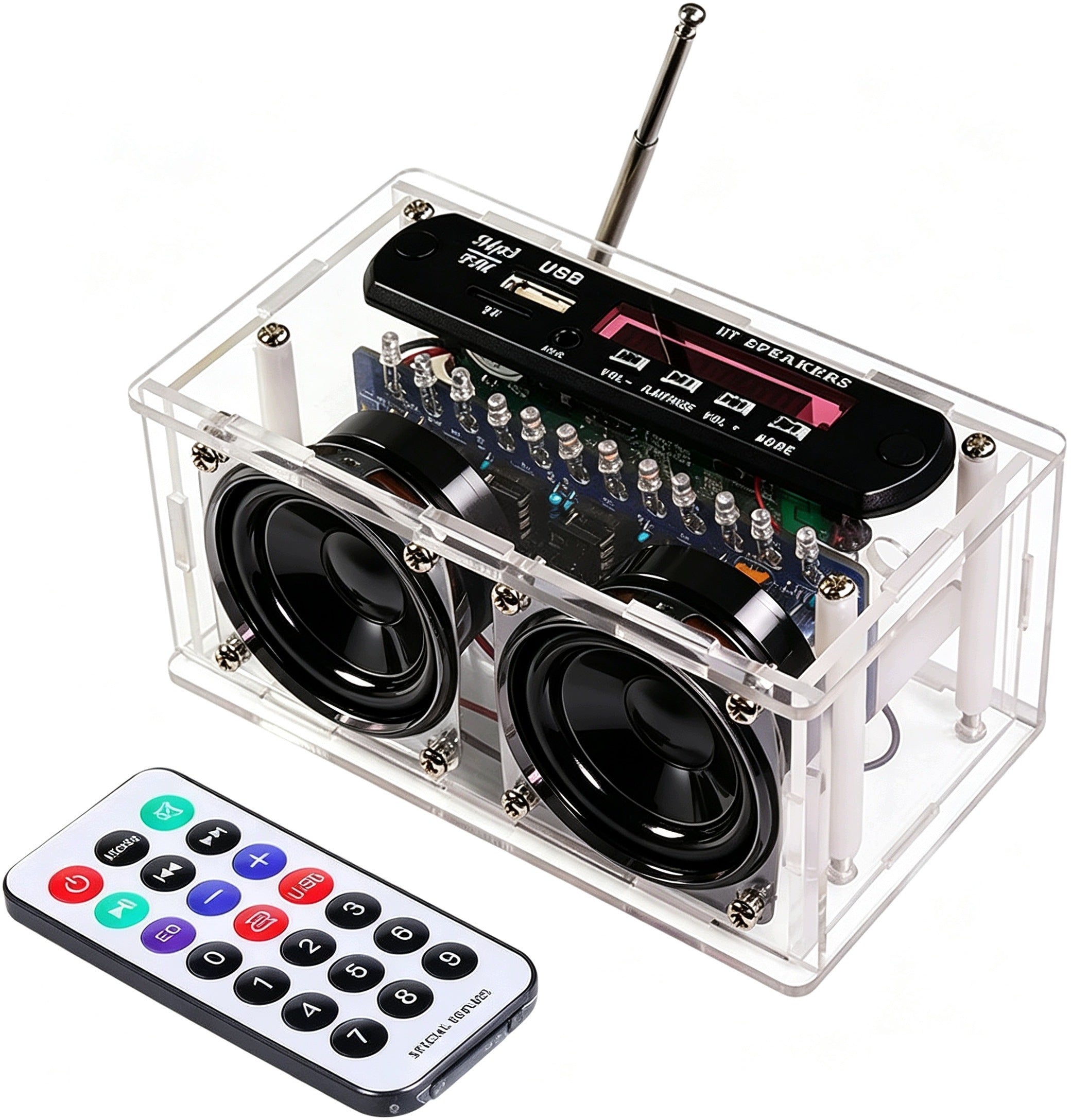 BLUETOOTH DIY SPEAKER FOR SELF-ASSEMBLY RADIO FM LED REMOTE CONTROL