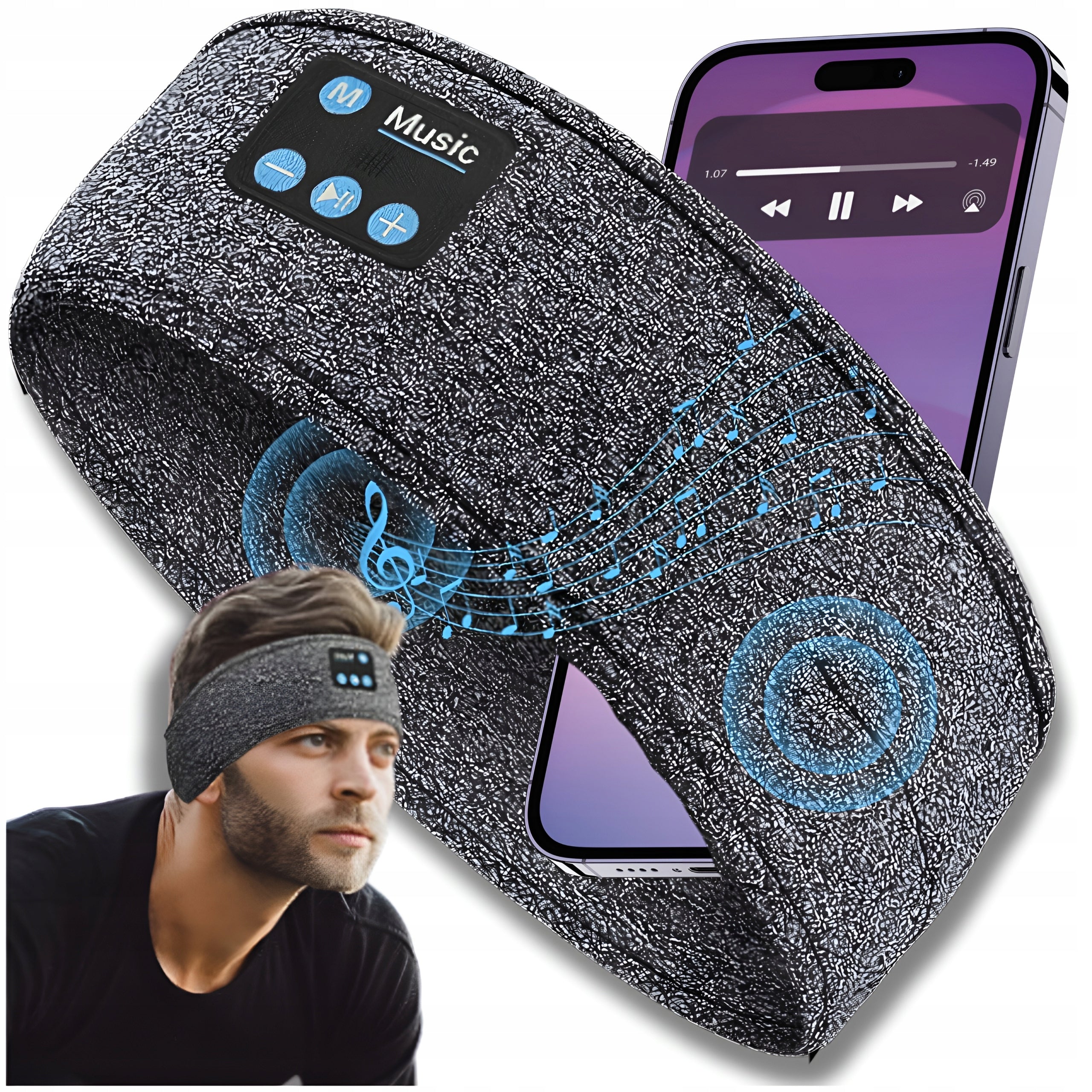 BLUETOOTH HEADBAND FOR RUNNING SLEEPING ON THE EARS EYES SPORTS TALK