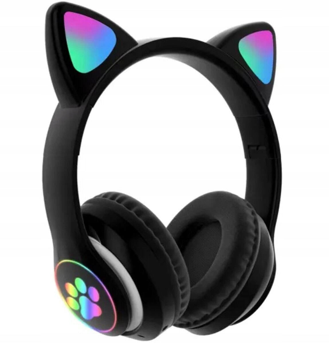 BLUETOOTH HEADPHONES WIRELESS MICROPHONE RADIO CAT EARS LED FOR KIDS Packaging status original