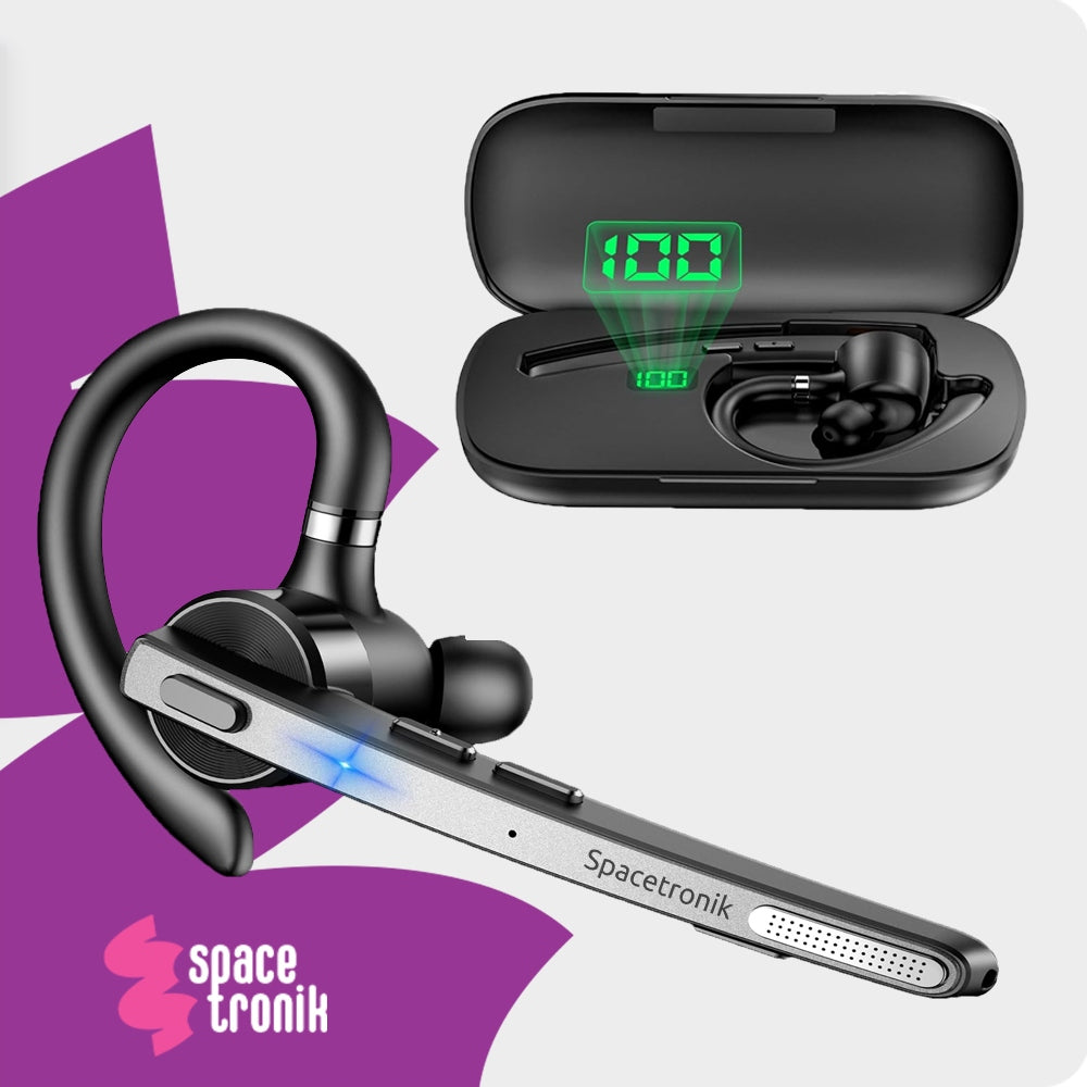 BLUETOOTH HEADSET 5.2 QCC3020 WIRELESS HEADSET 15H TALK Manufacturer code Zestaw Słuchawkowy Bluetooth 5.2 SPACETRONIK