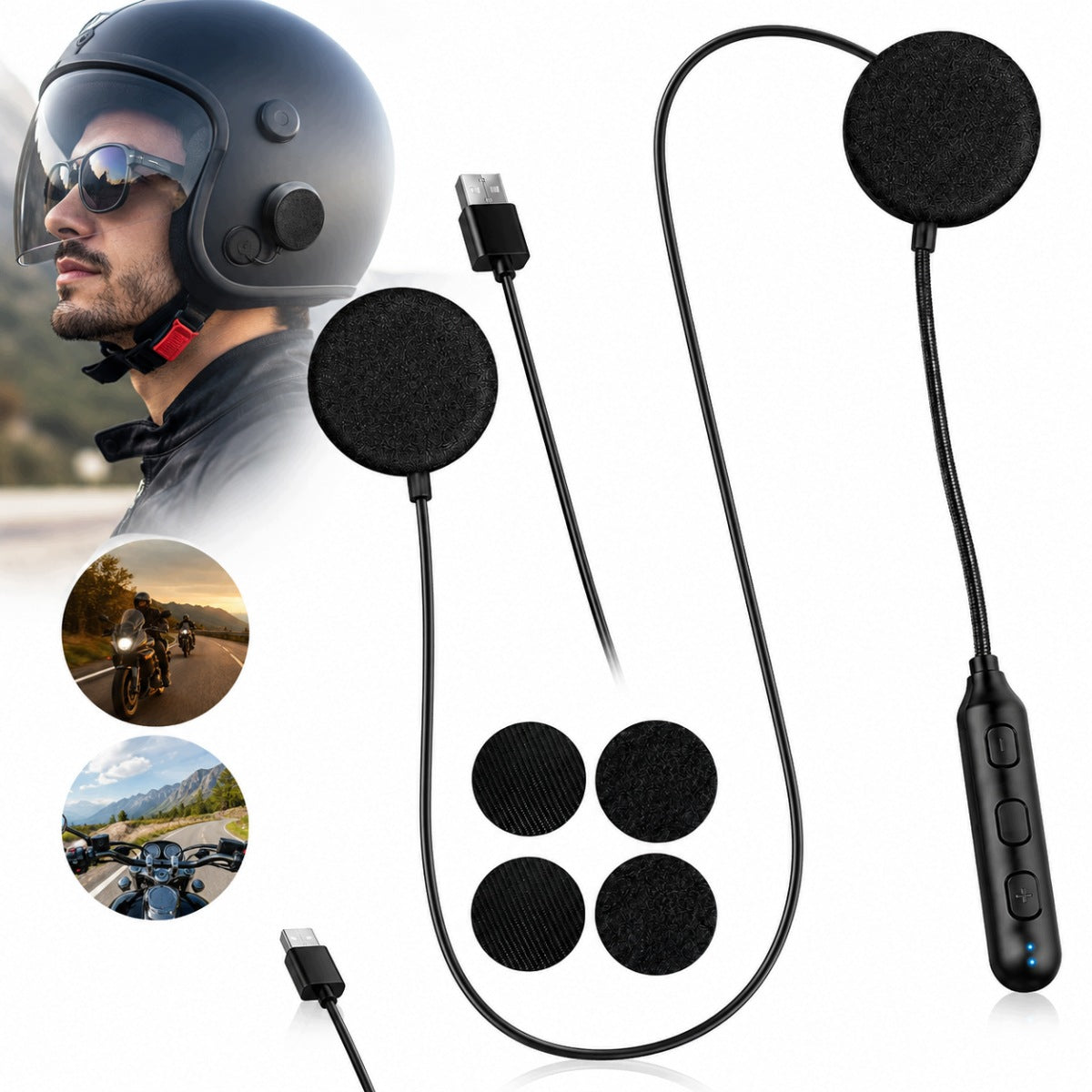 BLUETOOTH HEADSET 5.3 FOR MOTORCYCLE HELMET MUSIC TALK