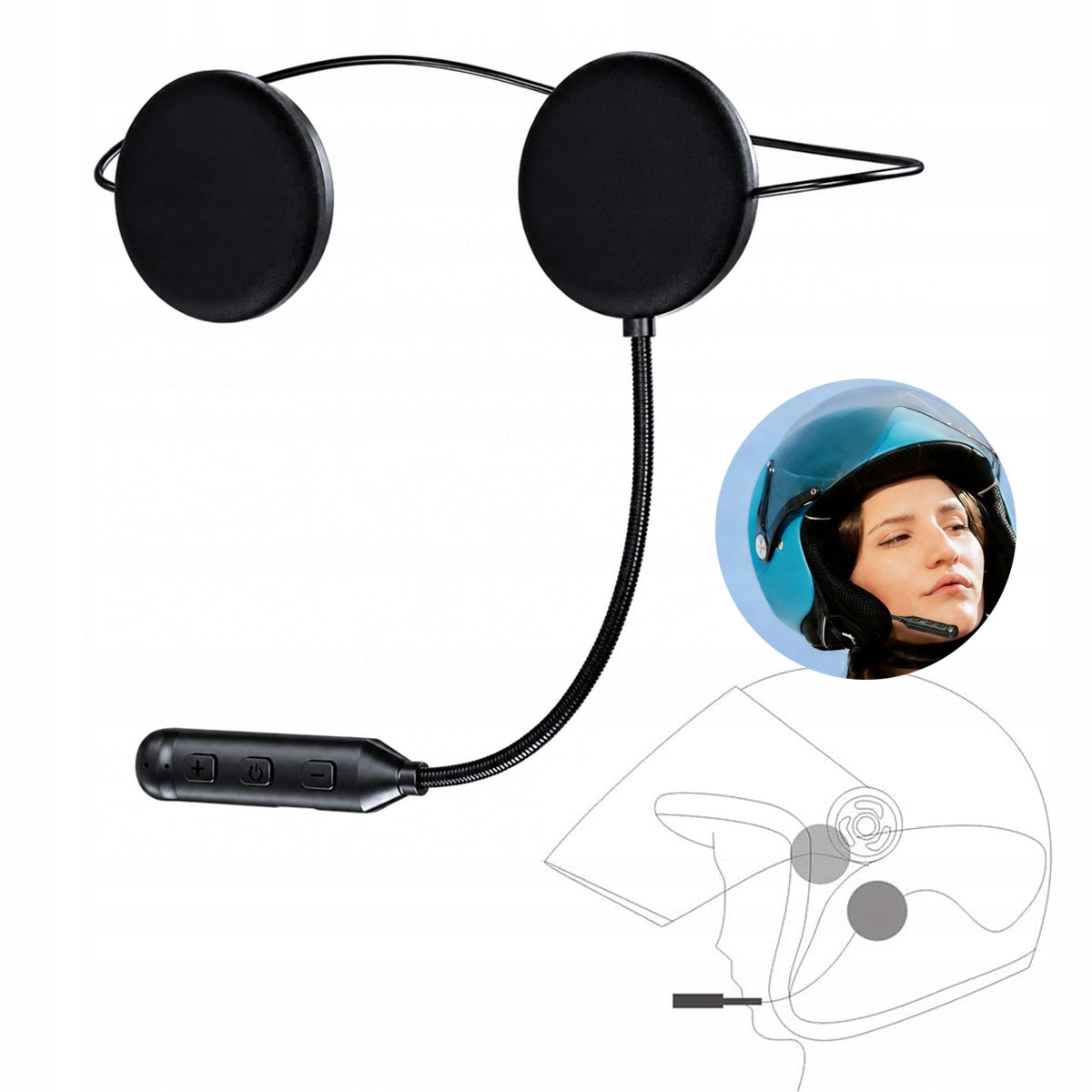 BLUETOOTH HEADSET WITH MICROPHONE FOR HELMET MOTORCYCLE