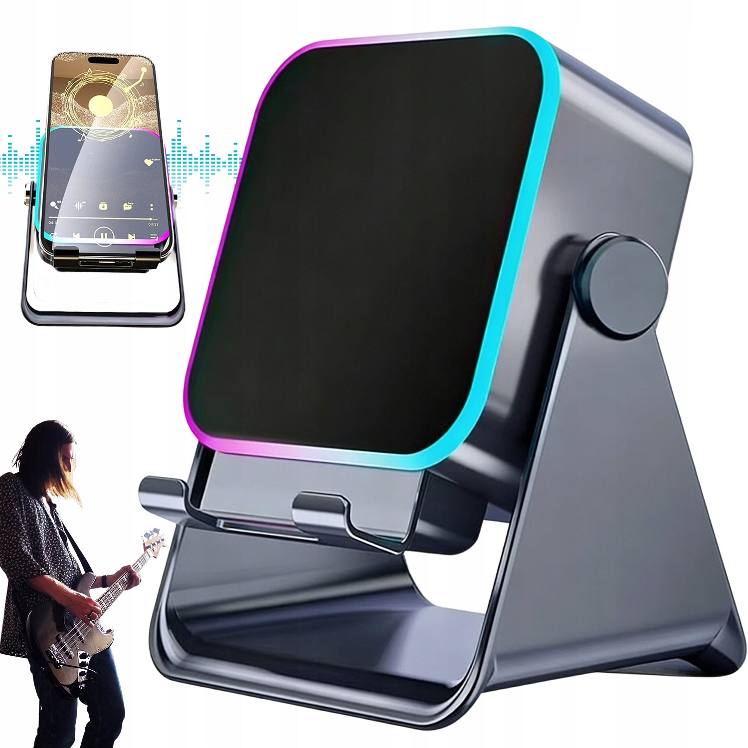 BLUETOOTH INDUCTION SPEAKER WITH ADJUSTABLE ANGLE AND MAGNETIC MOUNTING