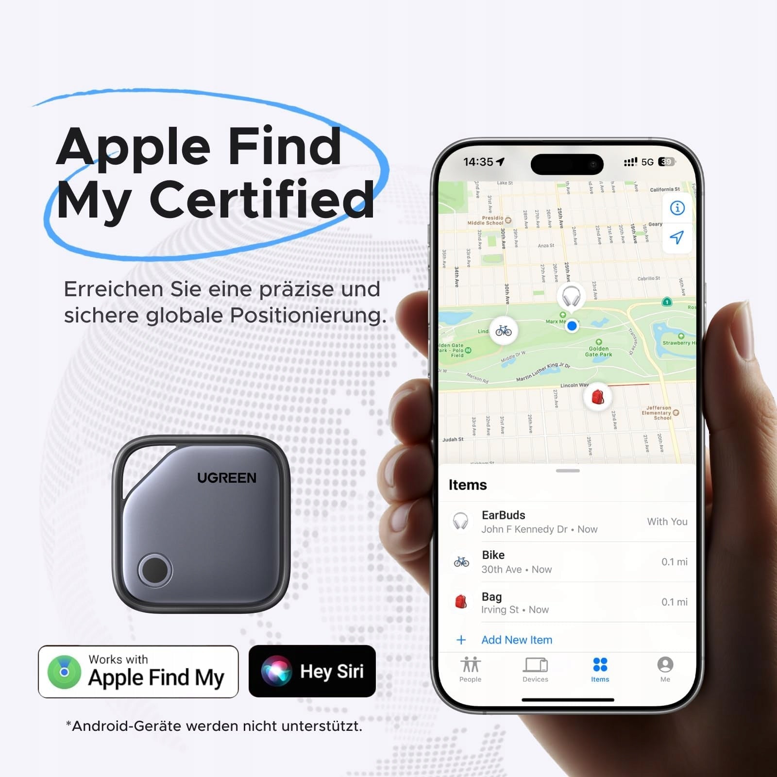 BLUETOOTH LOCATOR 4 PIECES FOR SUITCASE KEYS IPHONE UGREEN Packaging status original