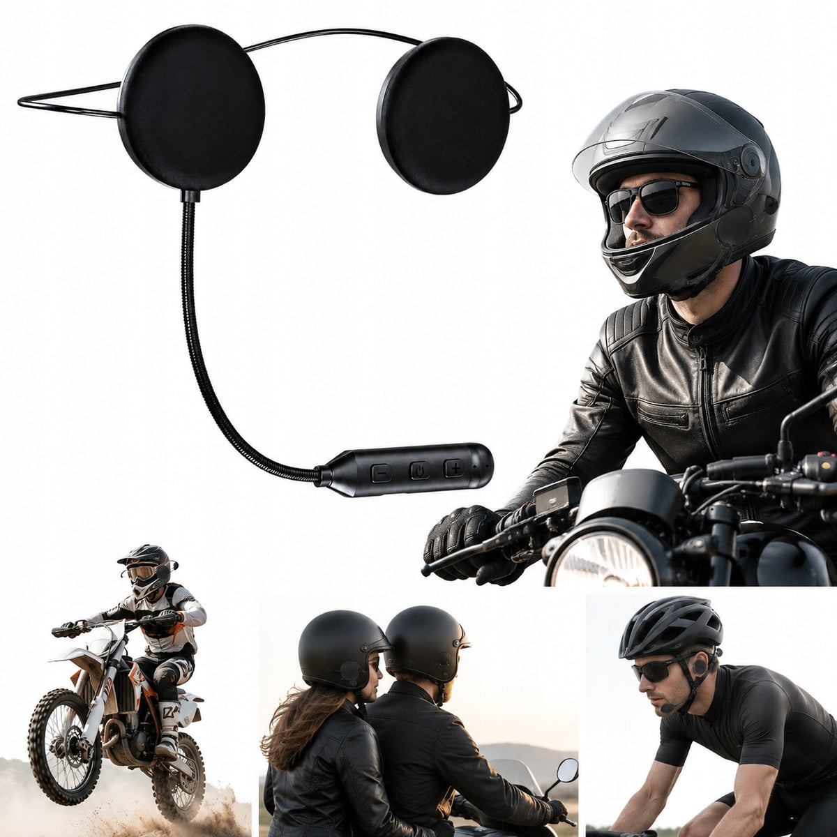 BLUETOOTH MOTORCYCLE INTERCOM – UNIVERSAL, WITH MICROPHONE, NOISE REDUCTION