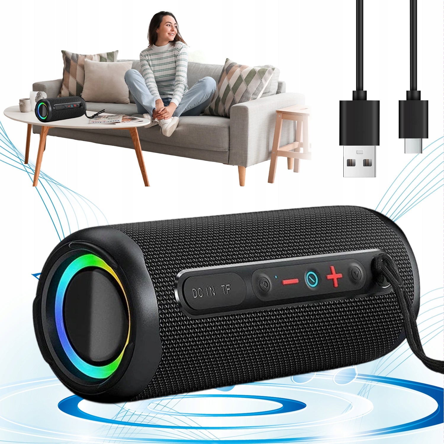 BLUETOOTH PORTABLE WIRELESS 2000MAH AKU 10H RGB