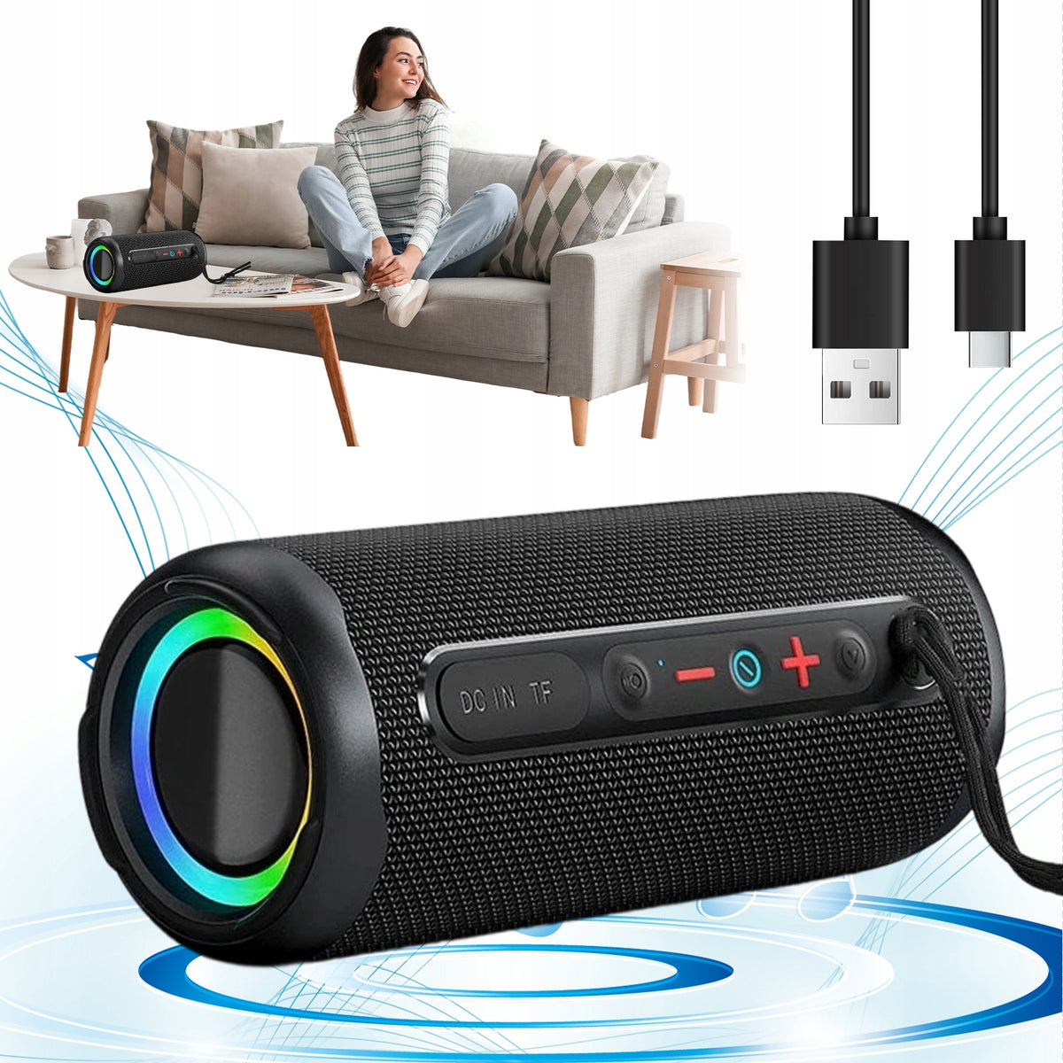 BLUETOOTH PORTABLE WIRELESS 2000MAH AKU 10H RGB