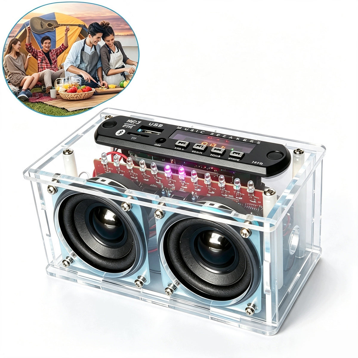 BLUETOOTH POWER SUPPLY KIT FOR SOLDERING ELECTRONICS RADIO FM, USB SPEAKER WITH