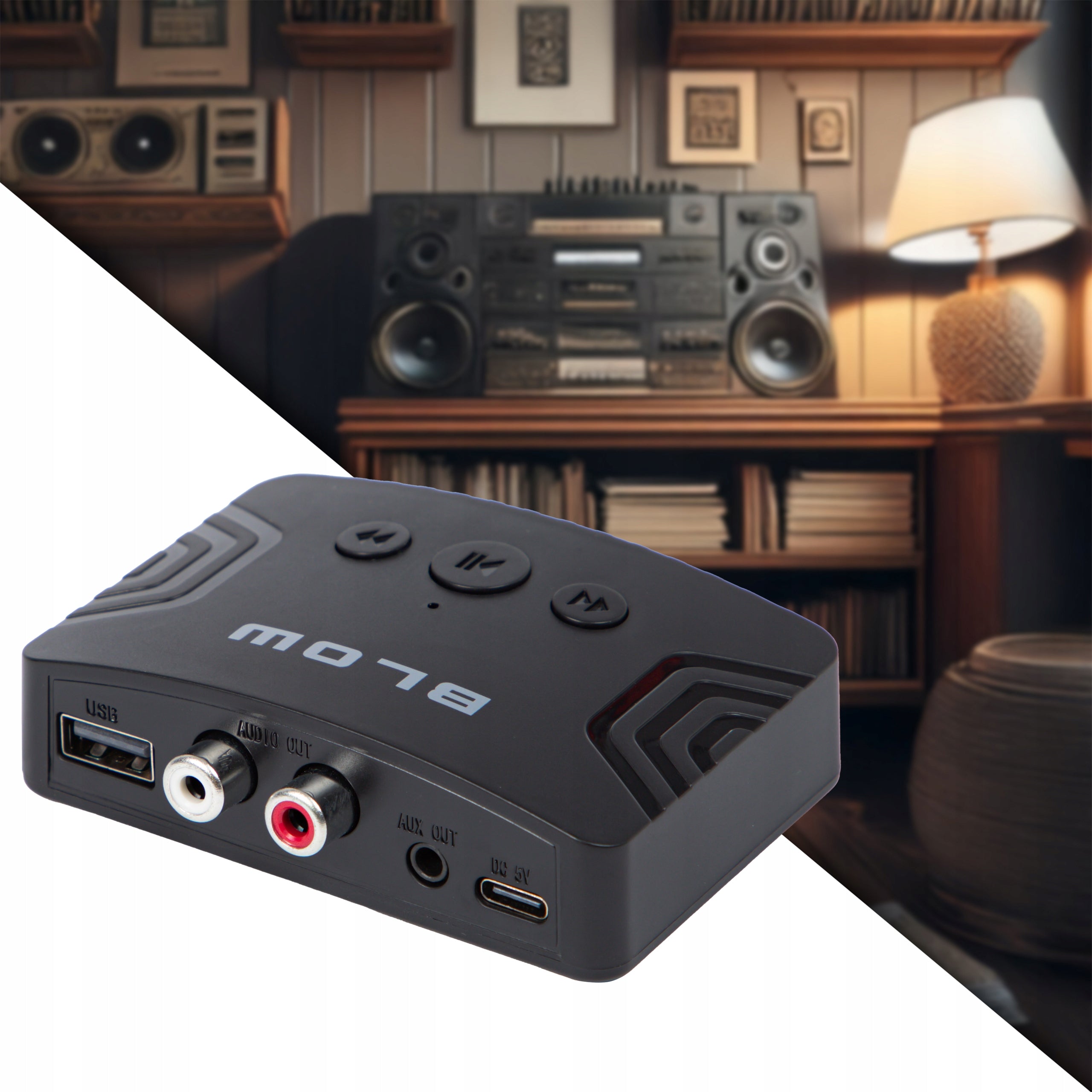 BLUETOOTH RECEIVER 5.3 AUX MINIJACK 3,5mm USB-C 2xRCA SET Manufacturer code 74-197#