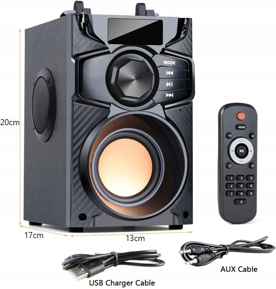 BLUETOOTH SPEAKER 10W PORTABLE WIRELESS BASS STEREO SPEAKER WITH LED RGB Color black
