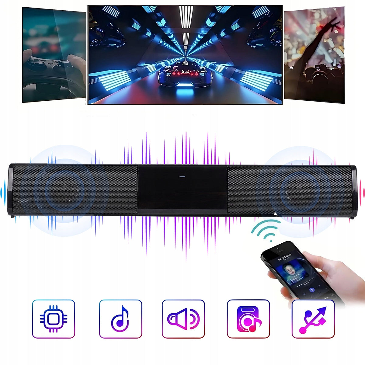 BLUETOOTH SPEAKER 5.0 FM SOUNDBAR FOR LAPTOP COMPUTER FM USB Brand no brand