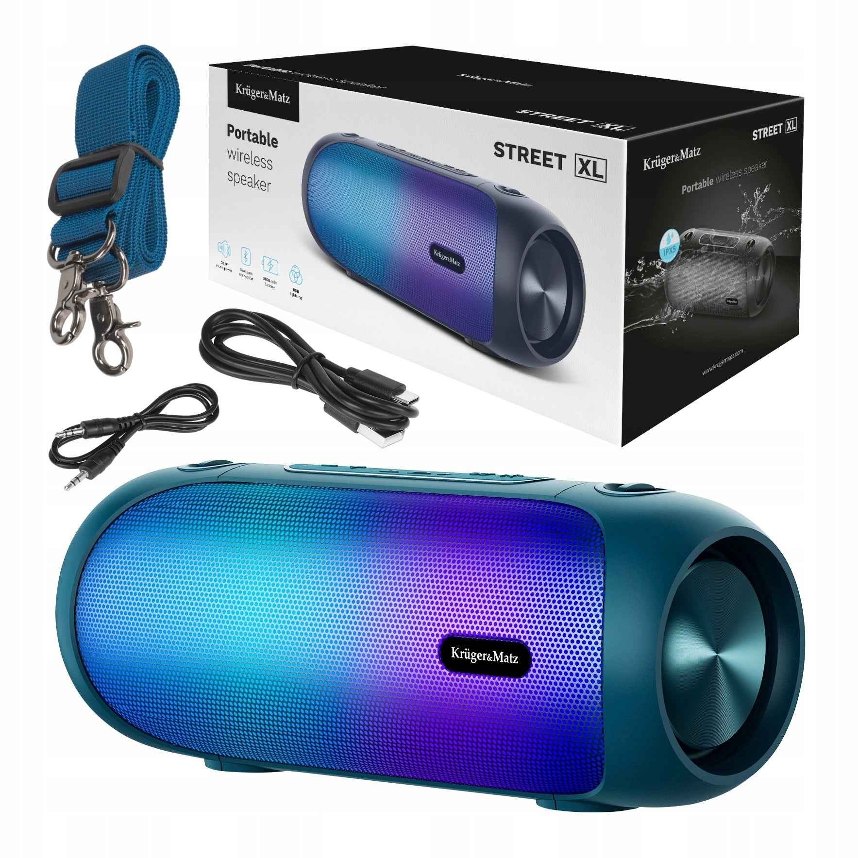 BLUETOOTH SPEAKER AUX 30W RADIO FM BT 5.0 BOOMBOX PLAYING AUDIO FILES