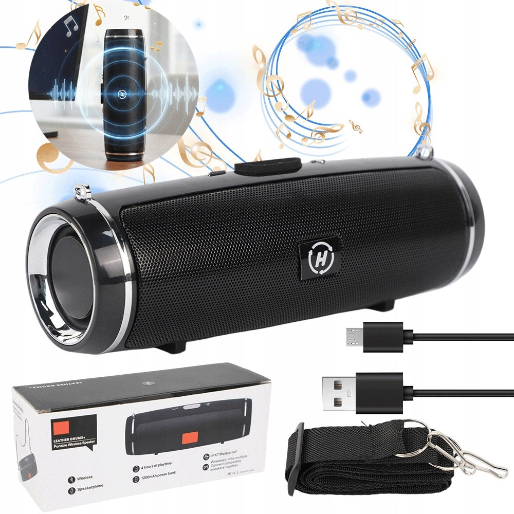 BLUETOOTH SPEAKER CYLINDRICAL HIFI 1200MAH BLACK WITH 4-5H PLAYBACK
