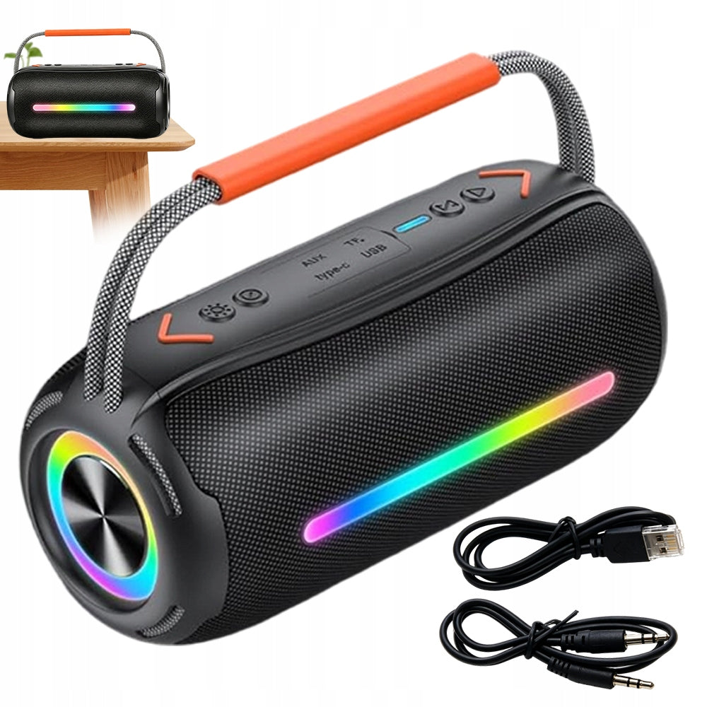 BLUETOOTH SPEAKER PORTABLE 20W IPX6 RGB DSP CAMPING 10H BLACK