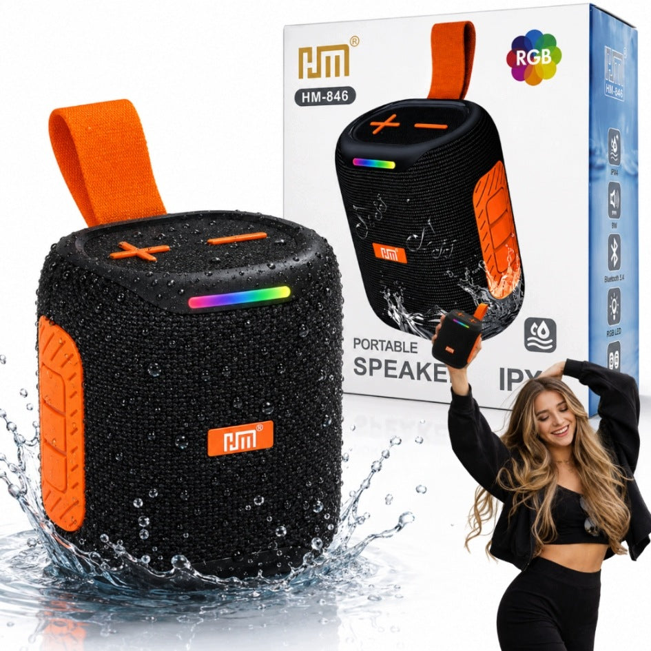 BLUETOOTH SPEAKER PORTABLE 8W TWS RGB IPX4 RADIO FM USB TF BT 5.4