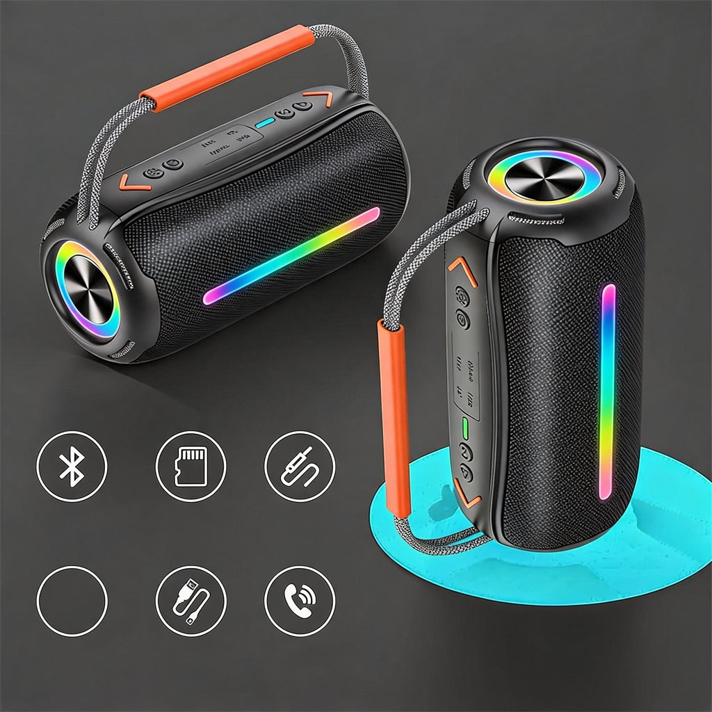 BLUETOOTH SPEAKER PORTABLE IPX6 20W RGB AUX USB POWERBANK BLACK Packaging status original