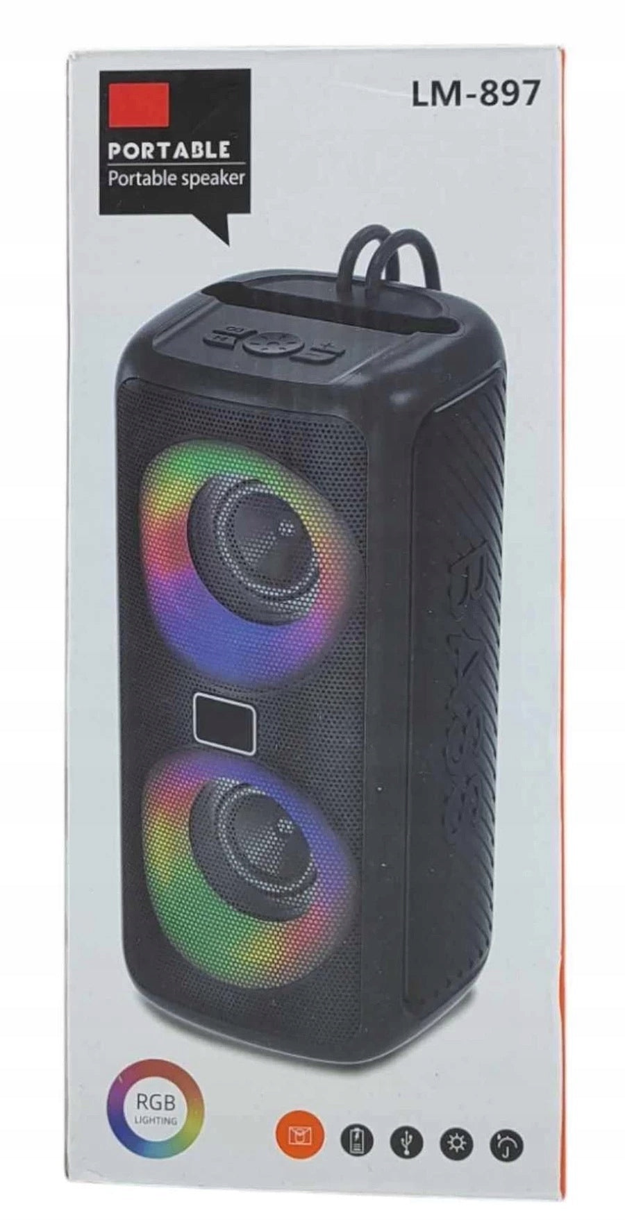 BLUETOOTH SPEAKER PORTABLE MOBILE LED RGB BASS TUBE LM-897 RADIO FM 10W