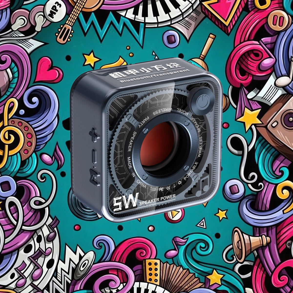 BLUETOOTH SPEAKER PORTABLE WIRELESS 5W BASS MicroSD 4h WITH MICROPHONE Packaging status original