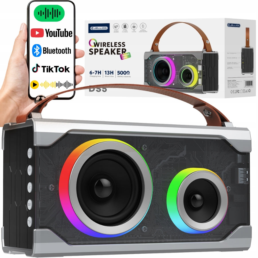 BLUETOOTH SPEAKER PORTABLE WIRELESS MOBILE DS5 USB AUX SD Grey TYPC