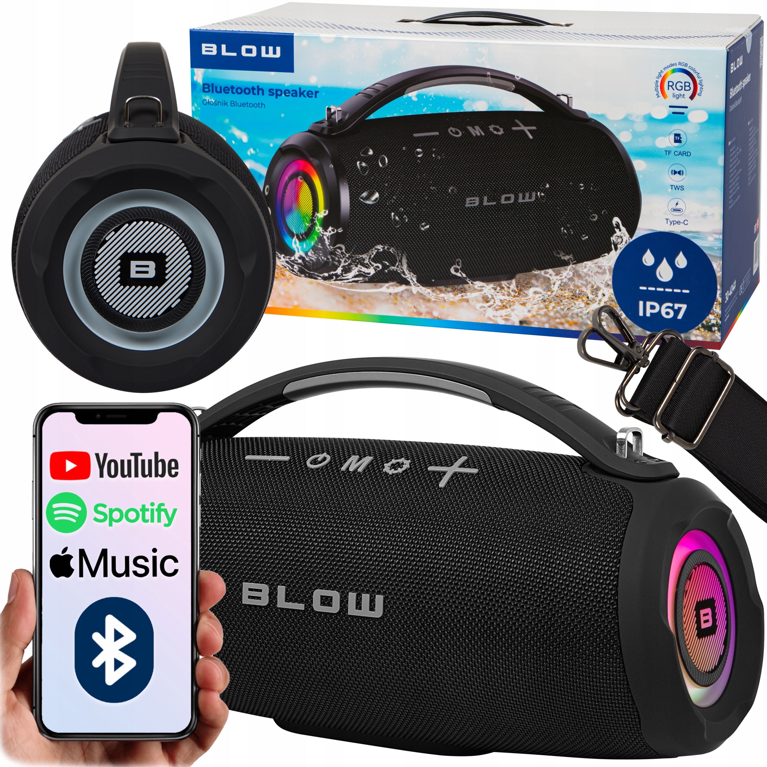 BLUETOOTH SPEAKER PORTABLE WIRELESS SD FM USB AUX MOBILE RADIO STRAP