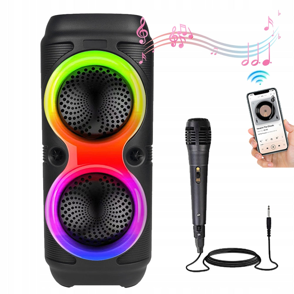 BLUETOOTH SPEAKER RGB LED COLUMN MICROPHONE WIRELESS PORTABLE KARAOKE
