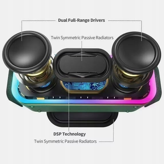 BLUETOOTH SPEAKER SOUNDBOX DOSS 20W WIRELESS RGB STRONG PRO GREEN R16 Manufacturer code 53453213212