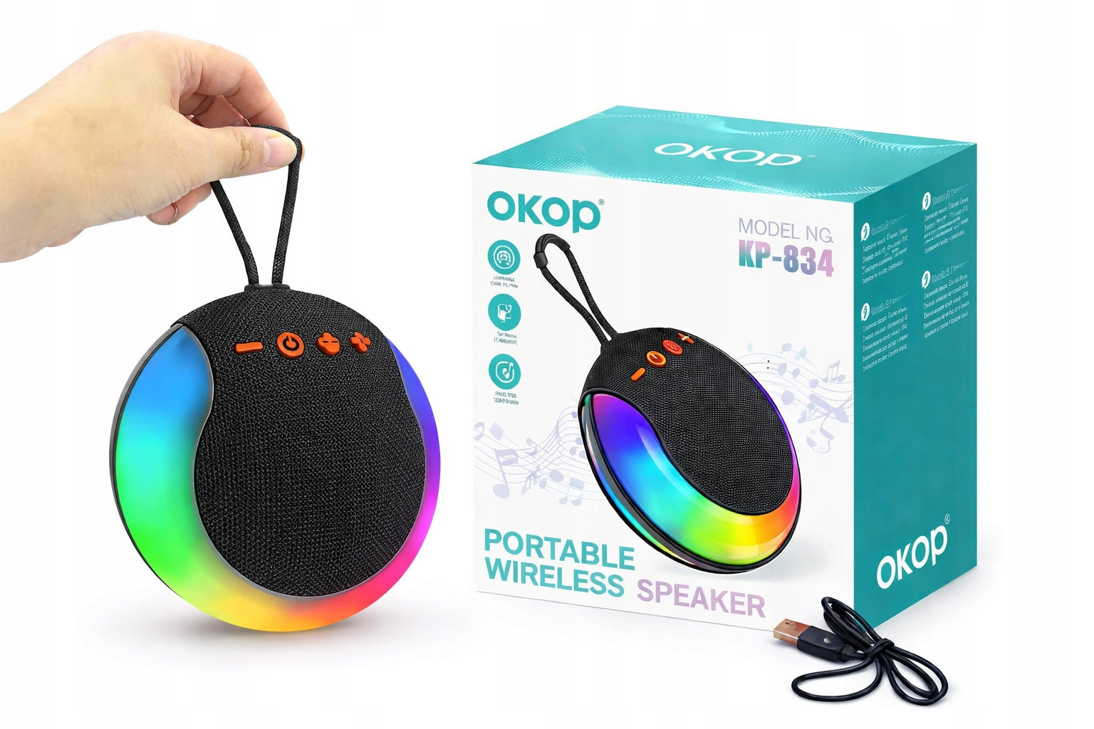 BLUETOOTH SPEAKER WIRELESS LED STRONG BASS USB AUX BT 5.0 BLACK MINI Packaging status original