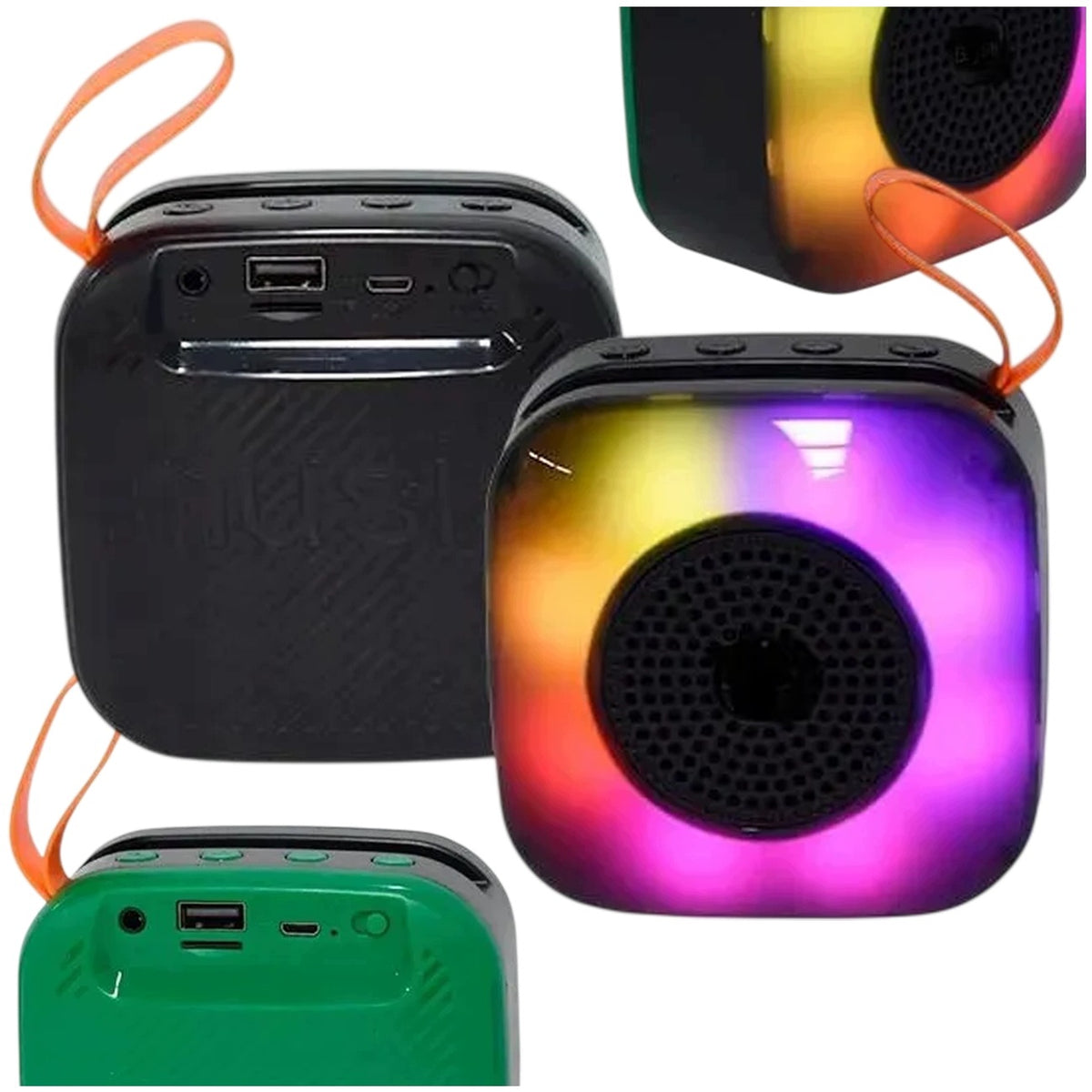 BLUETOOTH SPEAKER WIRELESS PORTABLE BOOMBOX NEON RGB LED