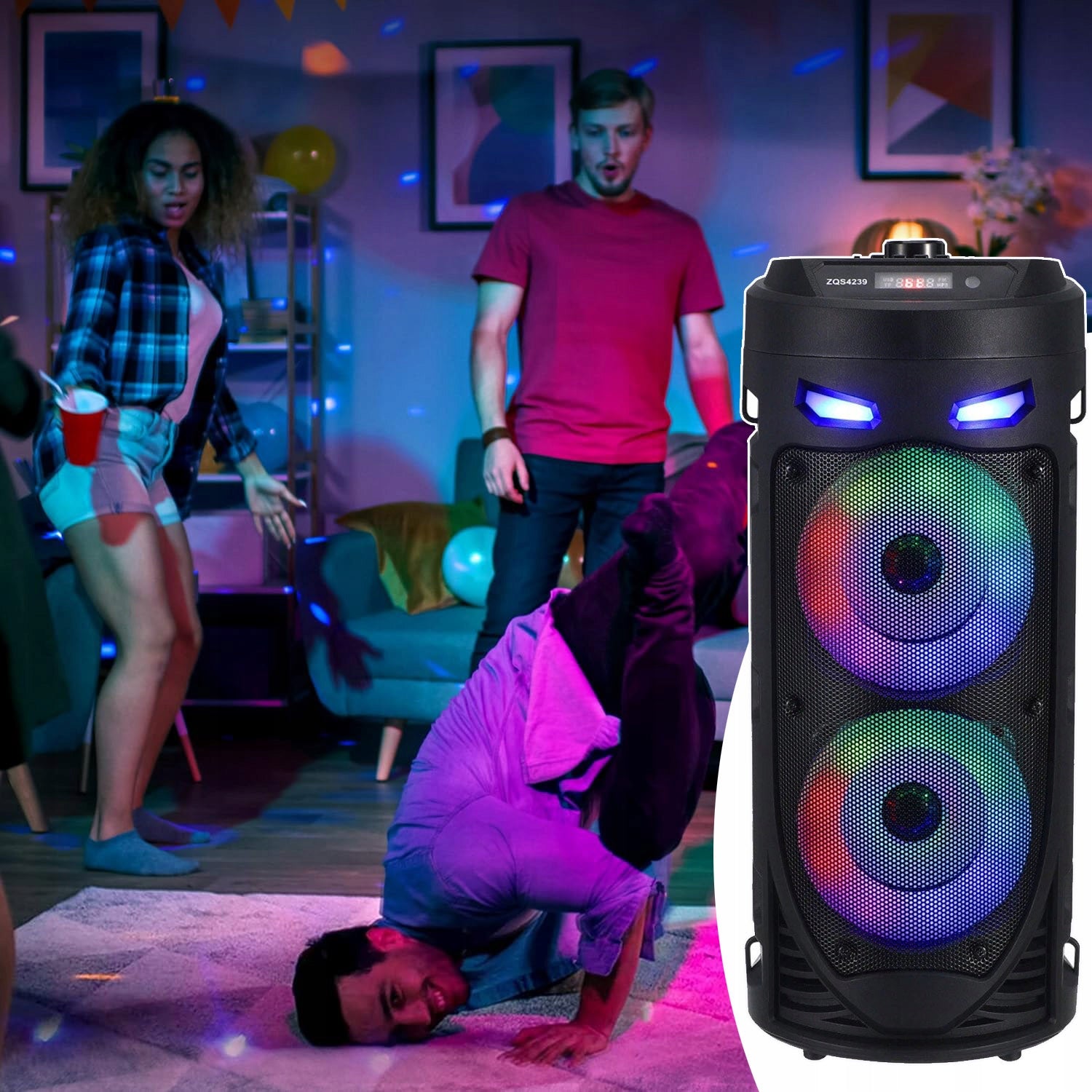 BLUETOOTH SPEAKER WITH LIGHTS, PORTABLE BATTERY SPEAKER WITH MICROPHONE Model other