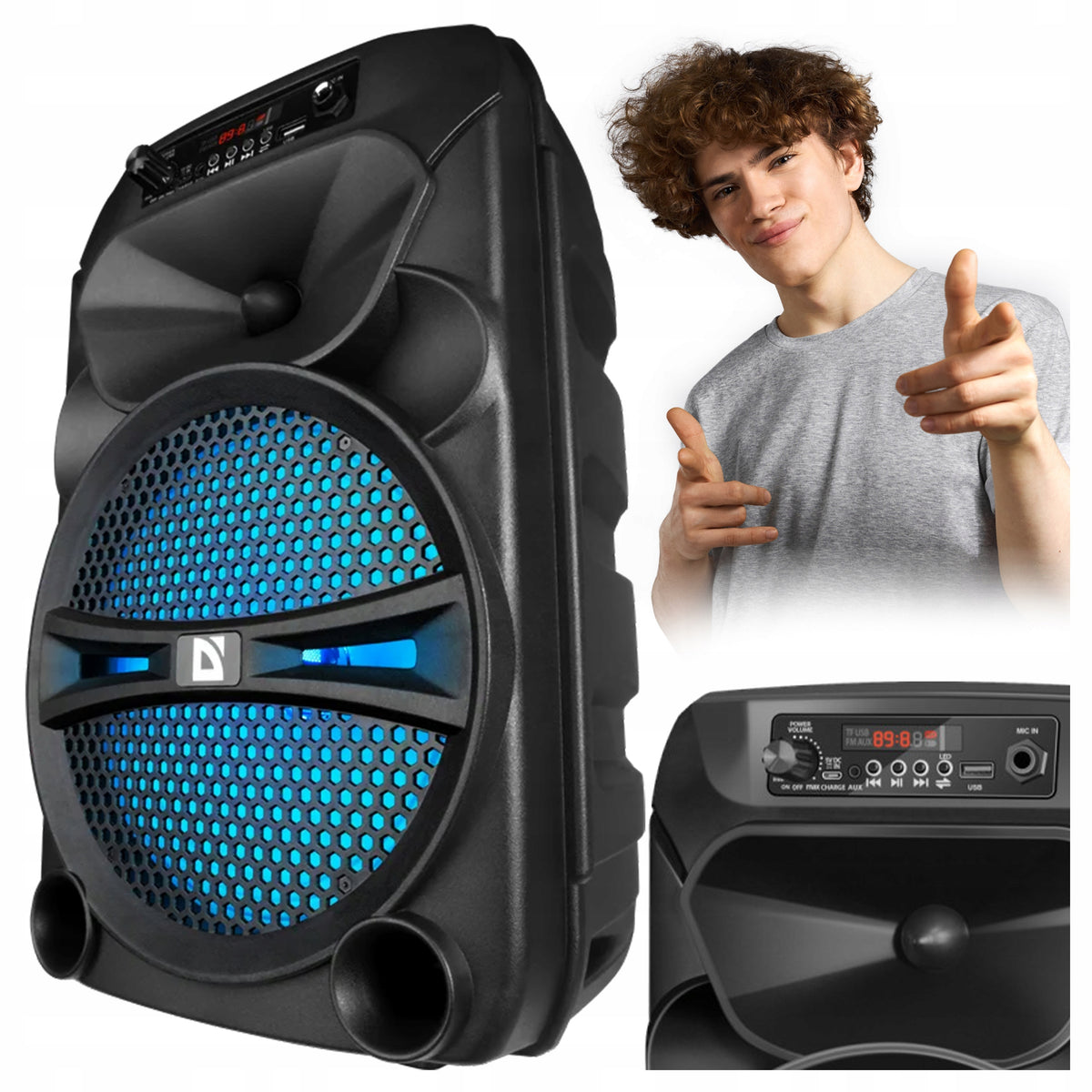 BLUETOOTH SPEAKER portable WIRELESS KARAOKE speaker with LED backlight