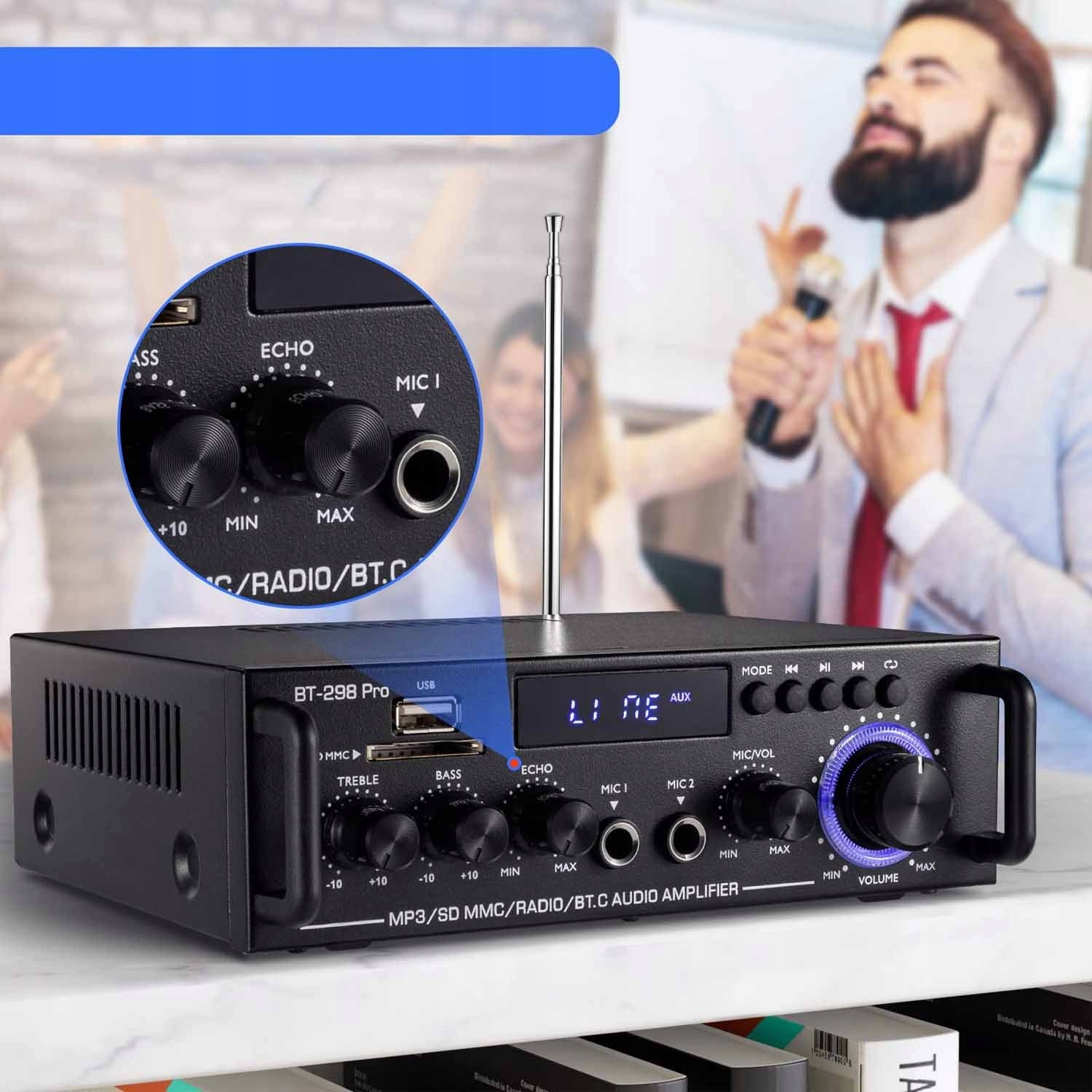 BLUETOOTH STEREO AMPLIFIER FOR SPEAKER SPEAKERS REMOTE CONTROL Manufacturer code 6MB0011BU01