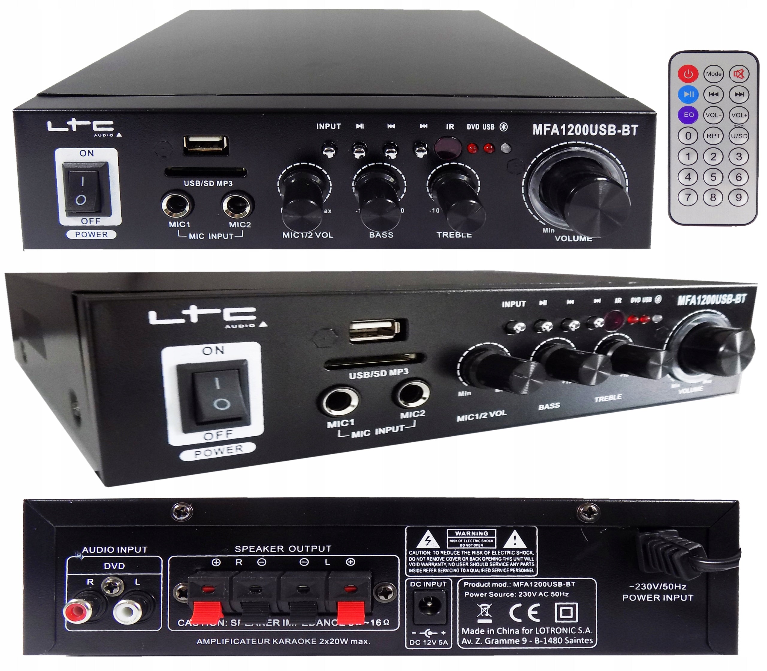 BLUETOOTH STEREO AMPLIFIER USB MP3 FOR AUX SPEAKER SPEAKERS