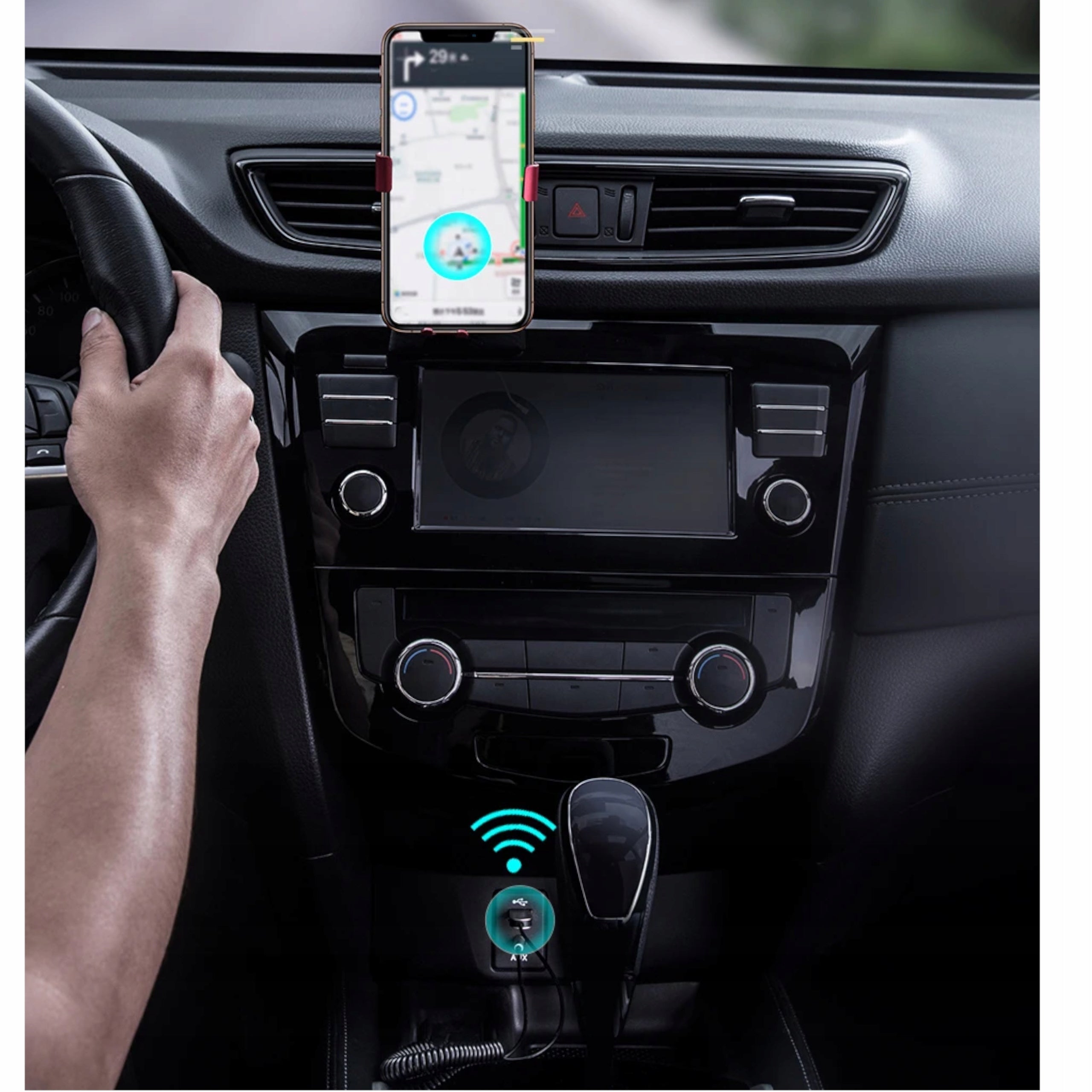 BLUETOOTH TRANSMITTER 5.3 CAR ADAPTER AUDIO RECEIVER TO AUX USB Manufacturer code 74-174#