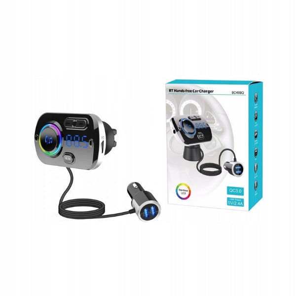 BLUETOOTH TRANSMITTER FM CAR FAST CHARGER USB-C AUX TALK BC49