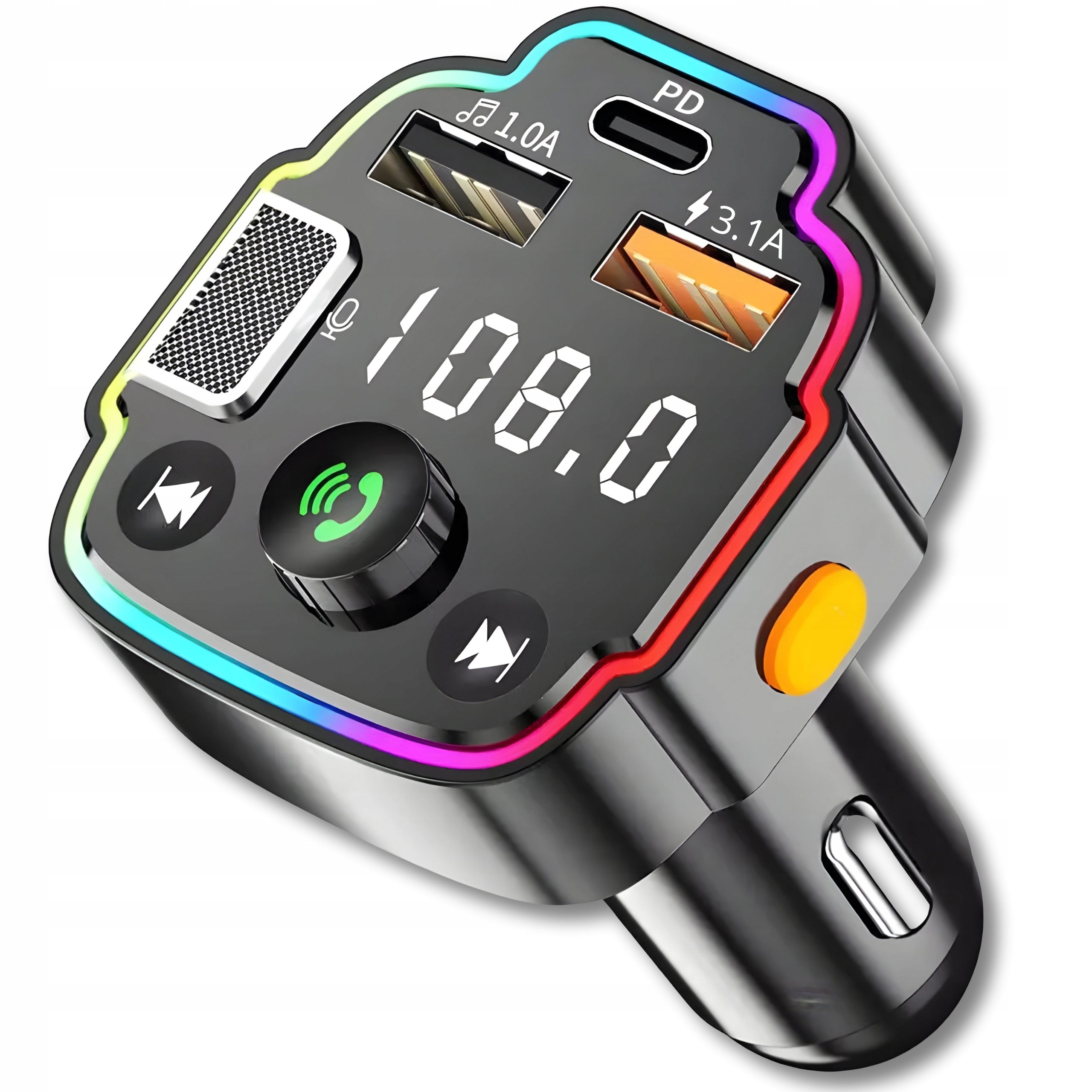 BLUETOOTH TRANSMITTER FM MP3 WITH FAST CHARGER 3X USB RGB QC 20W