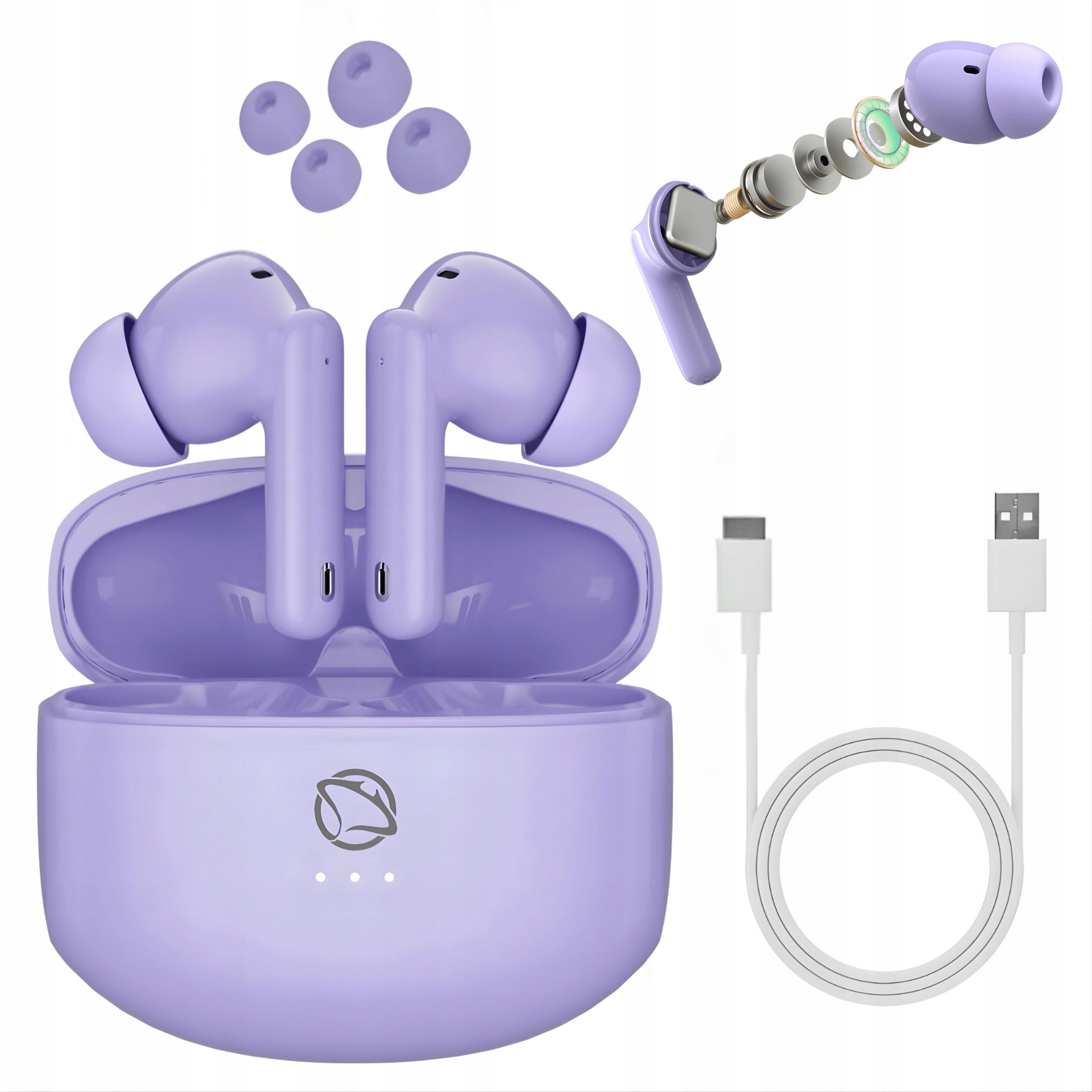 BLUETOOTH WIRELESS EARBUDS MANTA RHYTHMO TWS PURPLE MTWS008