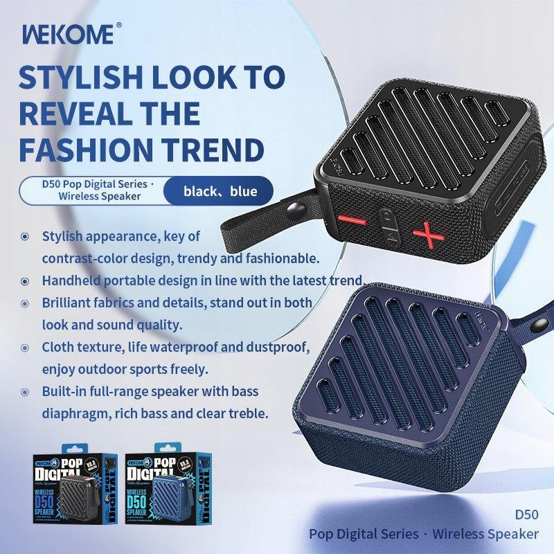 BLUETOOTH WIRELESS PORTABLE SPEAKER, Wekome, USB C, Black Manufacturer code 6941027644812