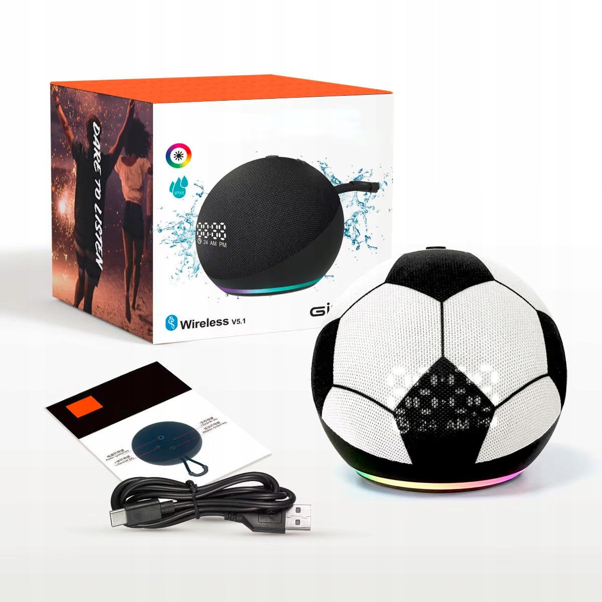 BLUETOOTH WIRELESS SPEAKER PORTABLE LED FOOTBALL FOR FOOTBALLER 5w Manufacturer code Q-5885412