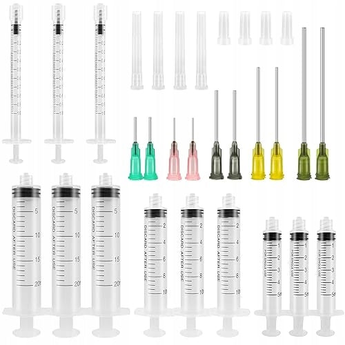 BLUNT NEEDLE SYRINGES 12 PIECES 1 ML 5 ML 10 ML 20 ML steel