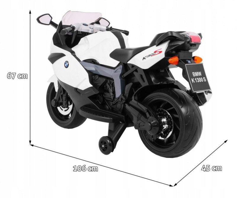BMW K1300S Battery Motor for Kids White + Auxiliary Wheels + Brand Ramiz
