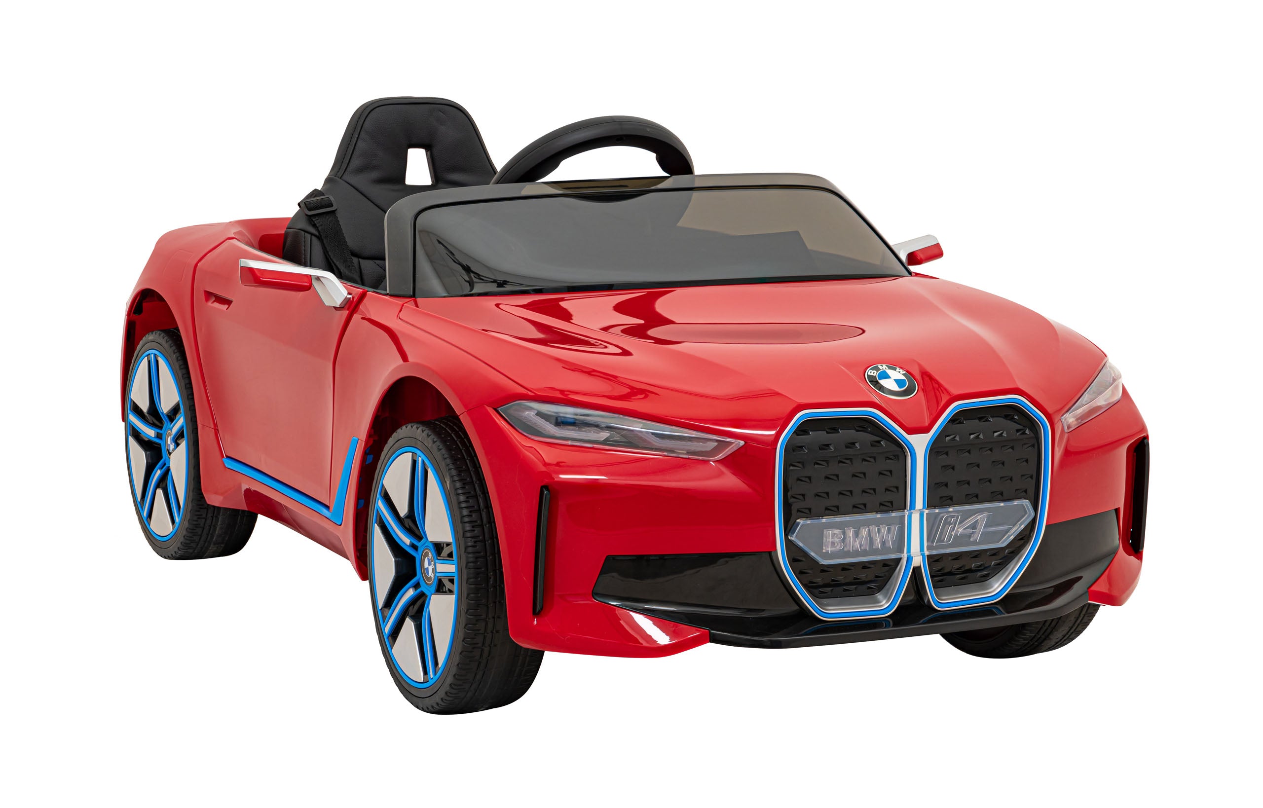 BMW i4 Battery Car Soft Wheels EVA Leather USB Input Color Red Brand Ramiz
