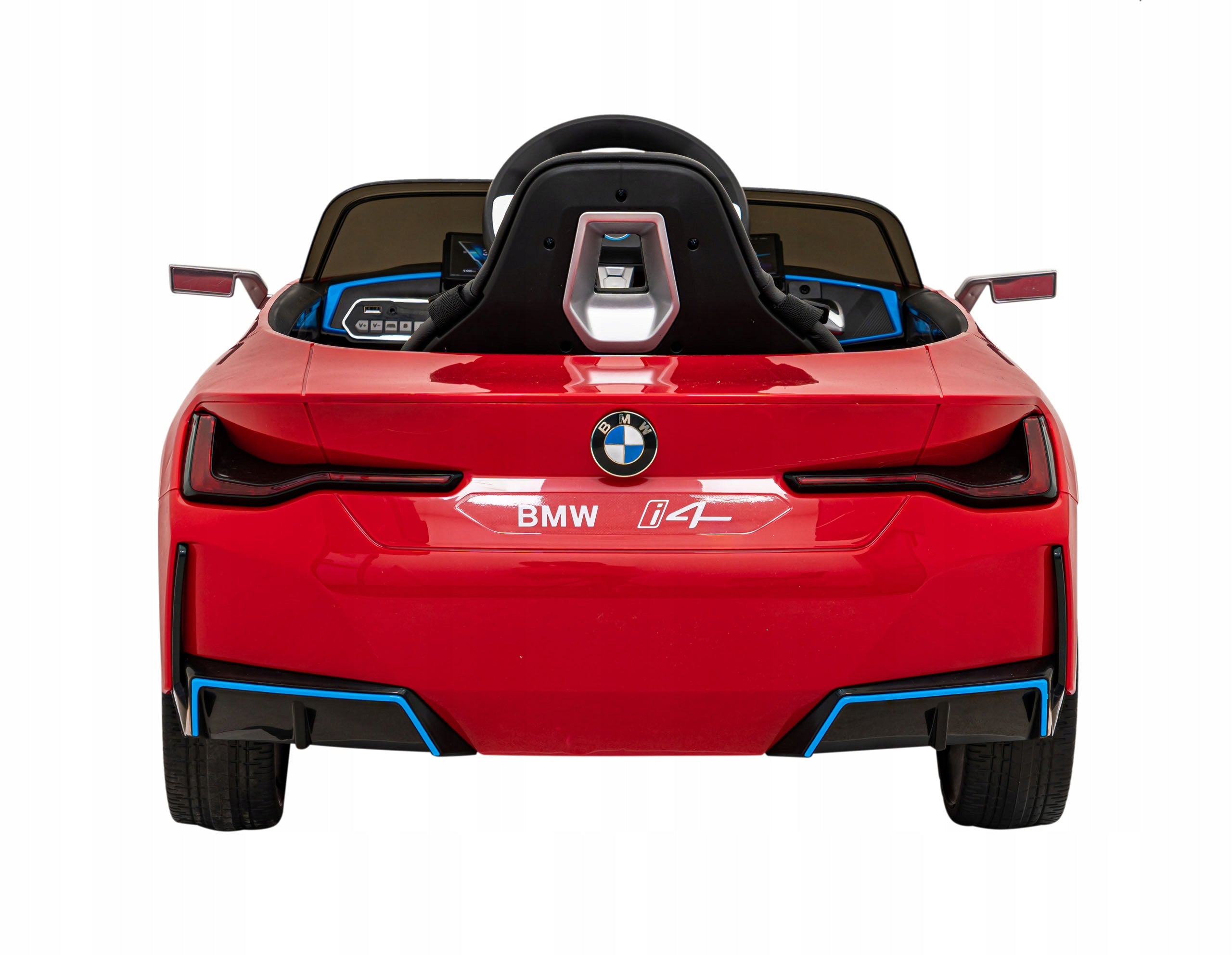 BMW i4 Battery Car Soft Wheels EVA Leather USB Input Color Red Vehicle length 116 cm