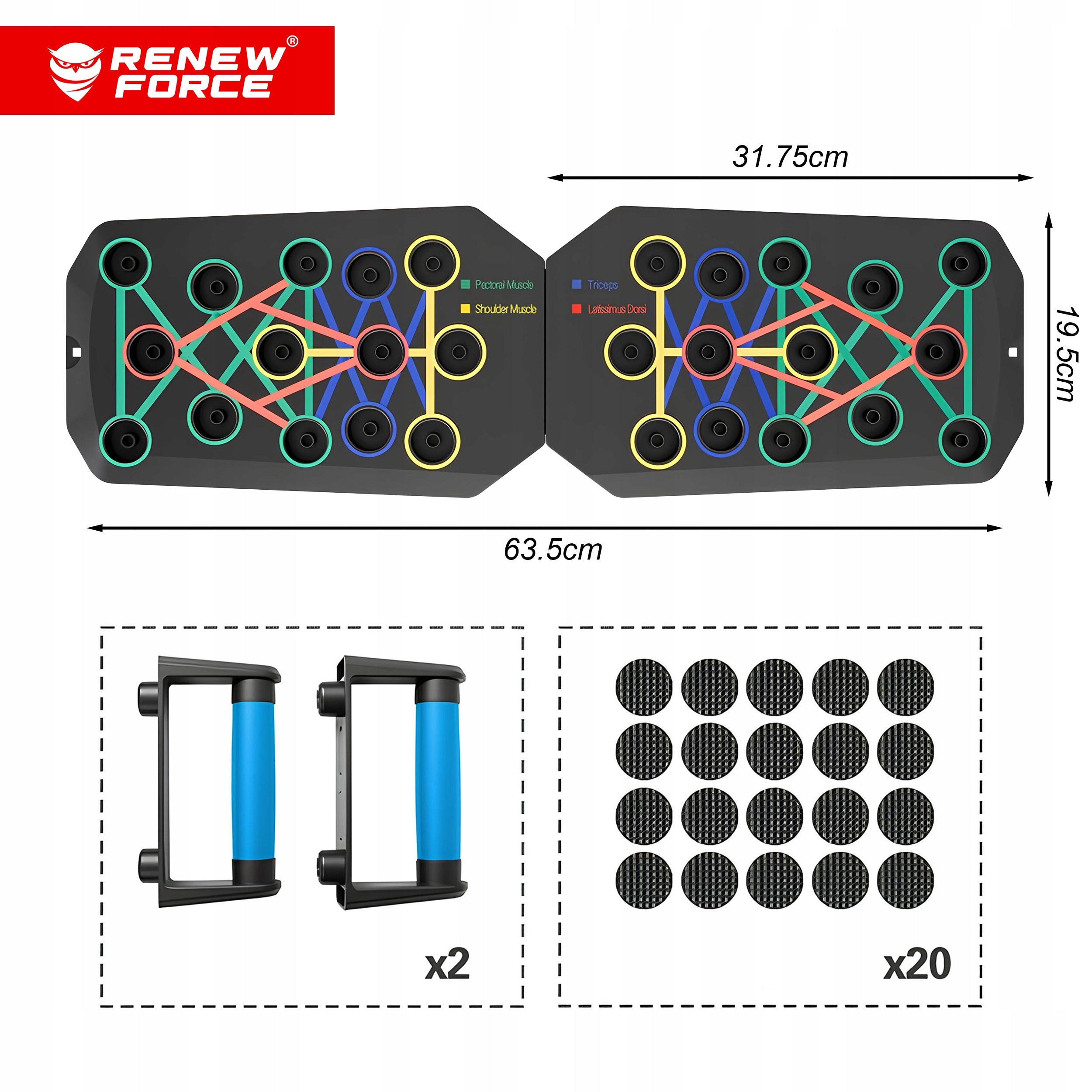 BOARD EXERCISE PUMP HOLDERS 28in1 PLATFORM PUSH UP BOARD MULTIFUNCTIONAL Height 63.5 cm