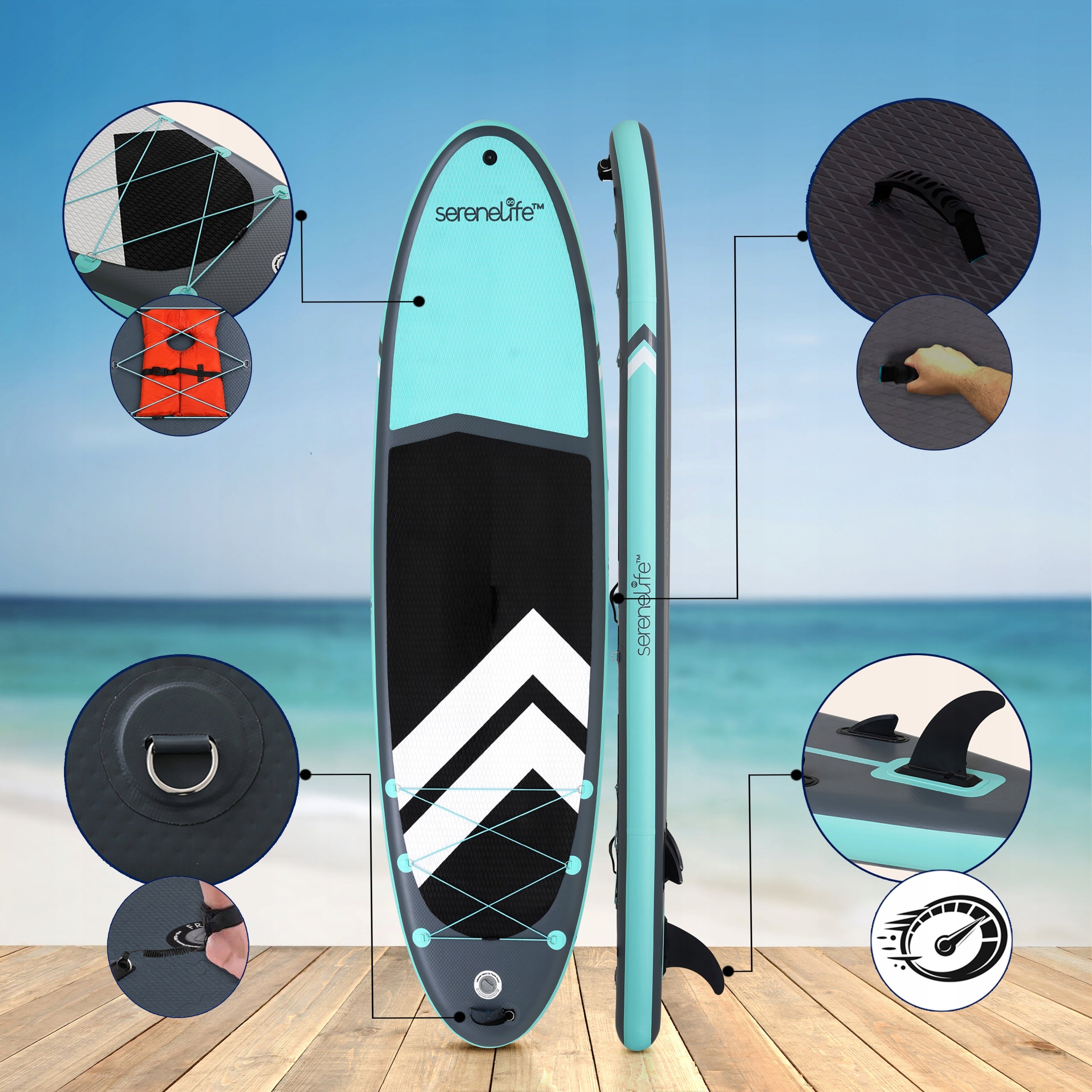 BOARD SUP 335 CM TO 200 KG LIFTING CAPACITY TWO-PERSON ACCESSORIES BAG SERENE Model SLSUPP04