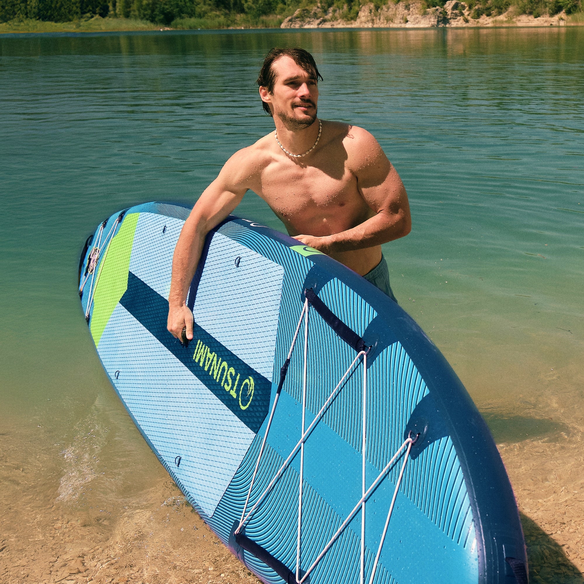 BOARD SUP STAND UP PADDLE INFLATABLE SWIMMING TSUNAMI PRO ACCESSORIES 350CM Model Deska do pływania SUP PRO T15