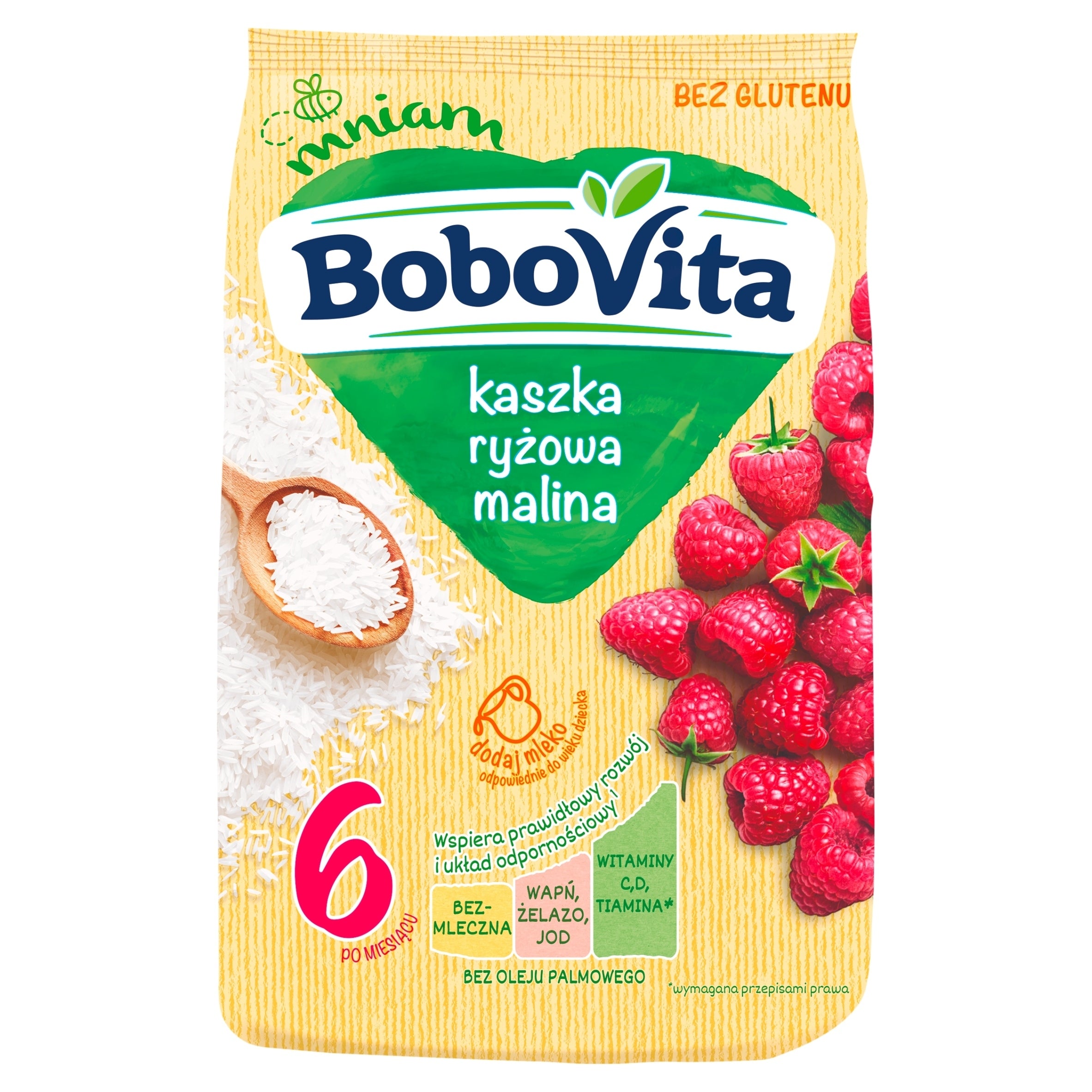 BOBOVITA DAIRY FREE RICE PORRIDGE RASPBERRY GLUTEN FREE 180g Packaging status original