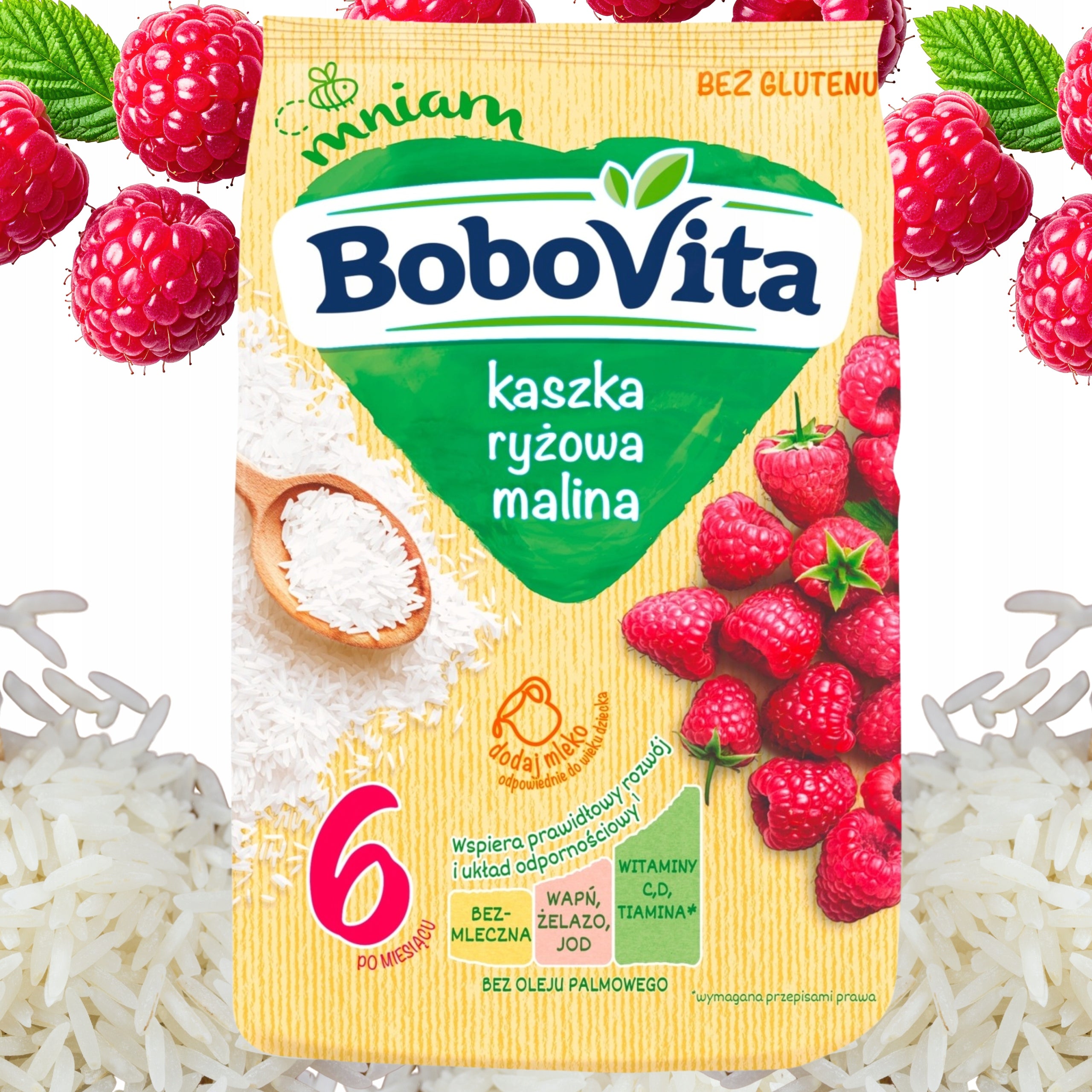 BOBOVITA DAIRY FREE RICE PORRIDGE RASPBERRY GLUTEN FREE 180g