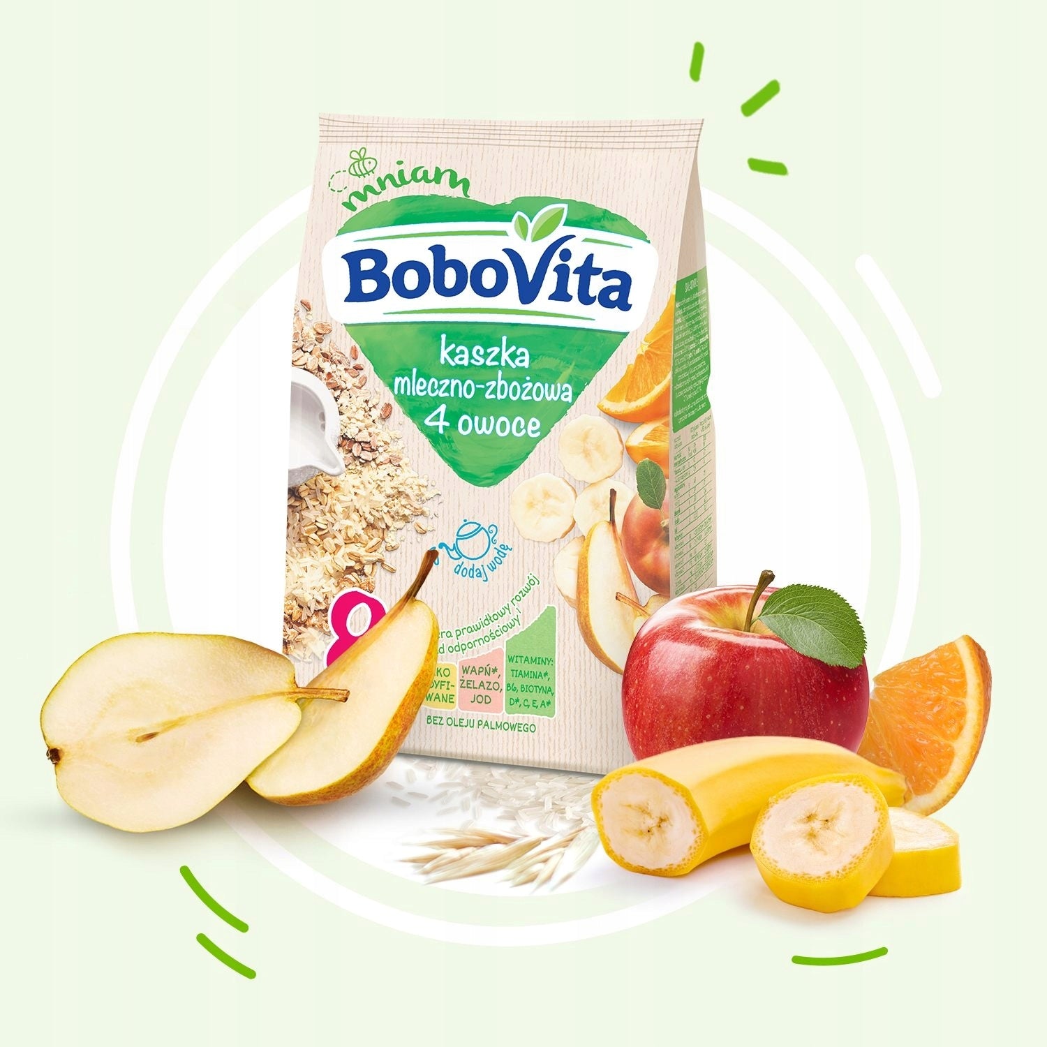 BOBOVITA MILK PORRIDGE 4 FRUITS AFTER 8 MONTHS 230G Manufacturer code 5900852003851