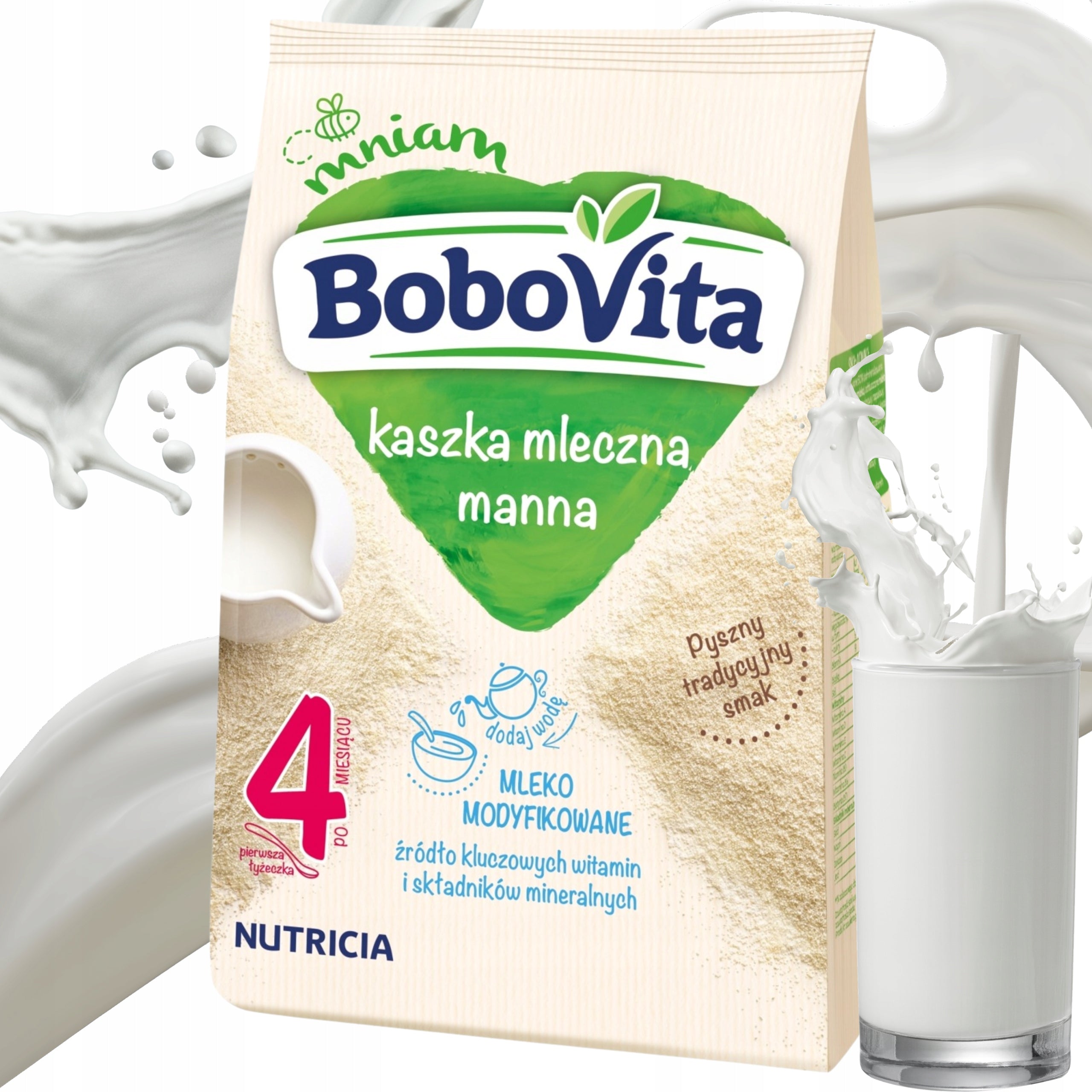 BOBOVITA MILK PORRIDGE MANNA WITHOUT SUGAR AFTER 4 MONTHS ONWARDS 230g